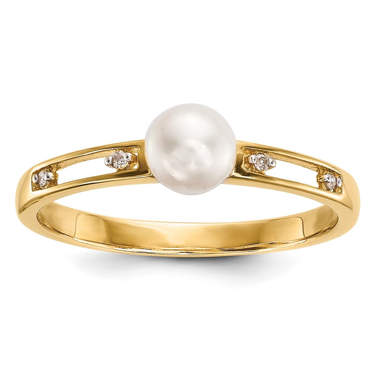 14k Freshwater Cultured Pearl and Diamond Ring-0