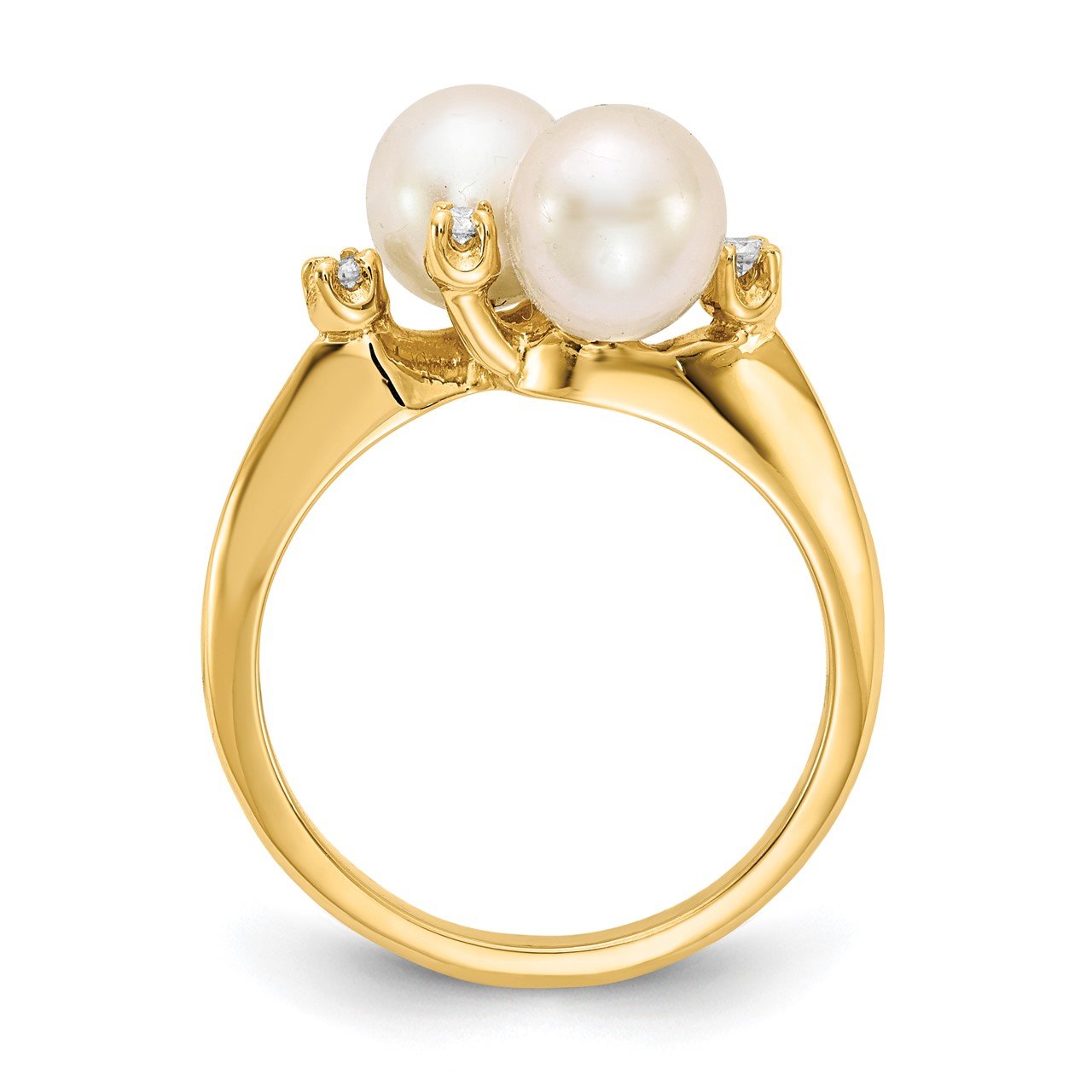 14k 6mm FW Cultured Pearl VS Diamond ring-1