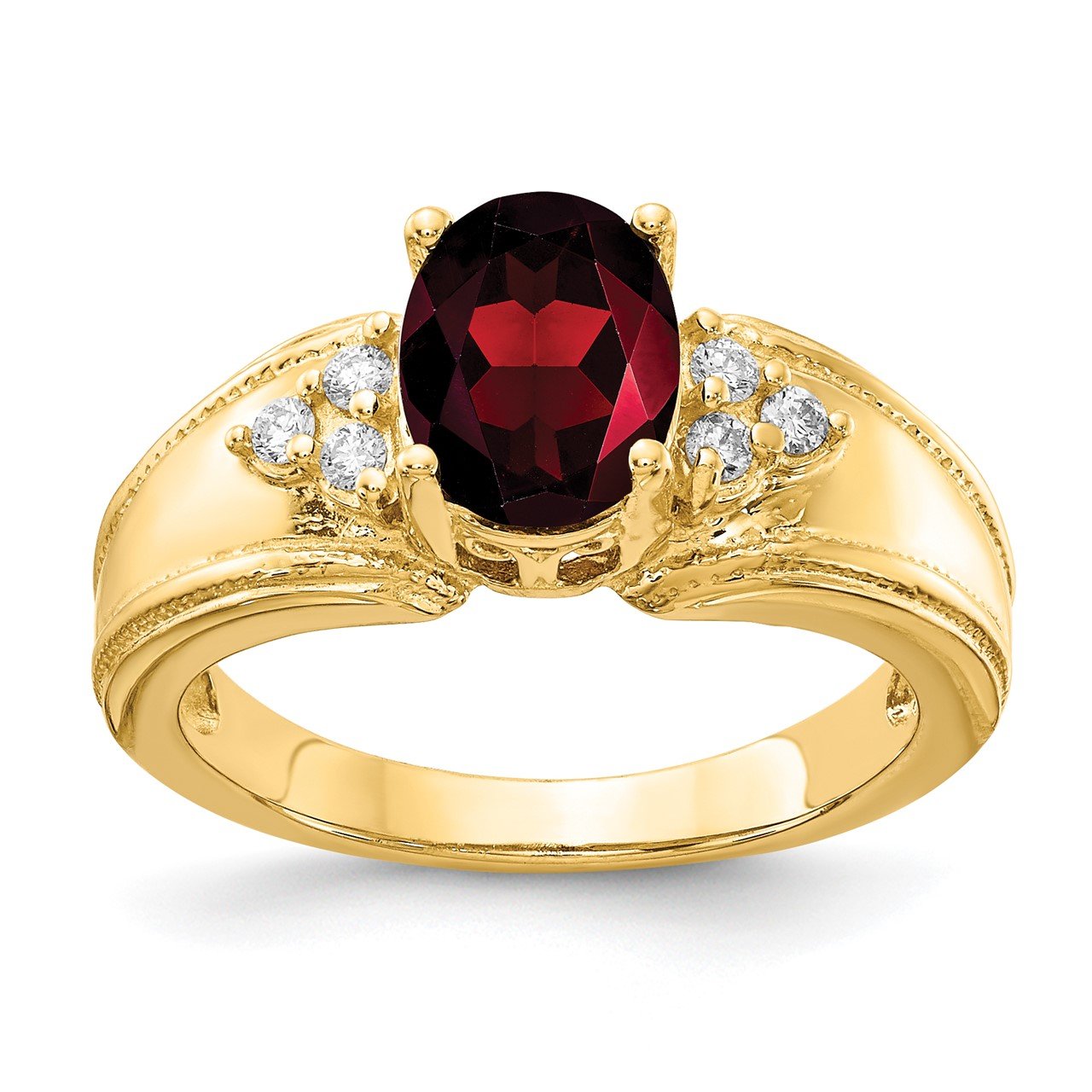 14k 8x6mm Oval Garnet A Diamond ring