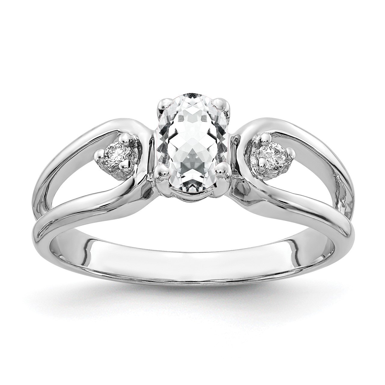 14k White Gold 6x4mm Oval Cubic Zirconia VS Diamond ring