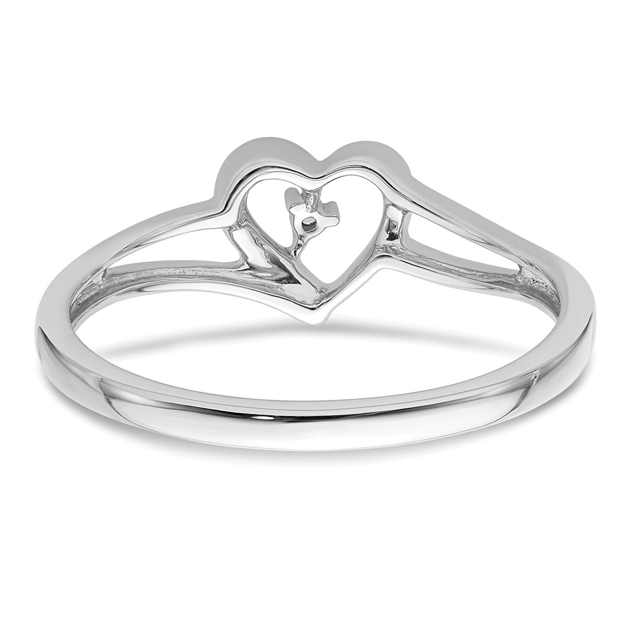 14k White Heart Complete Diamond Promise Ring-5