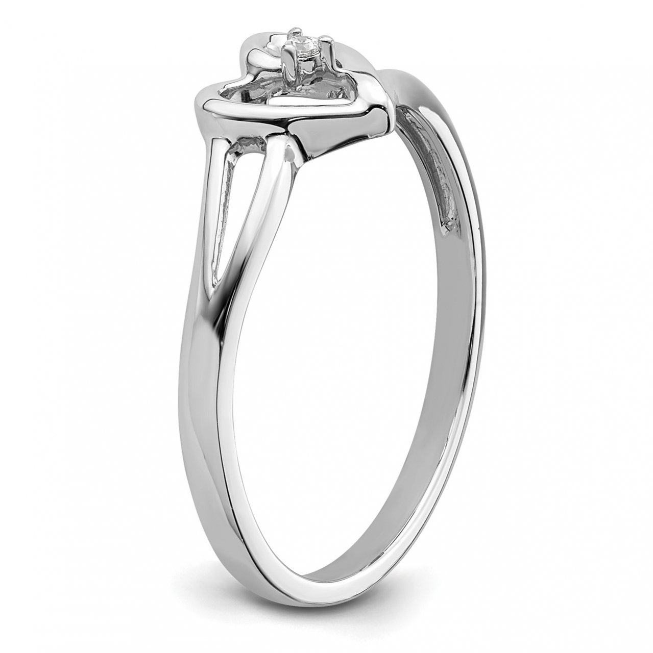 14k White Heart Complete Diamond Promise Ring-6