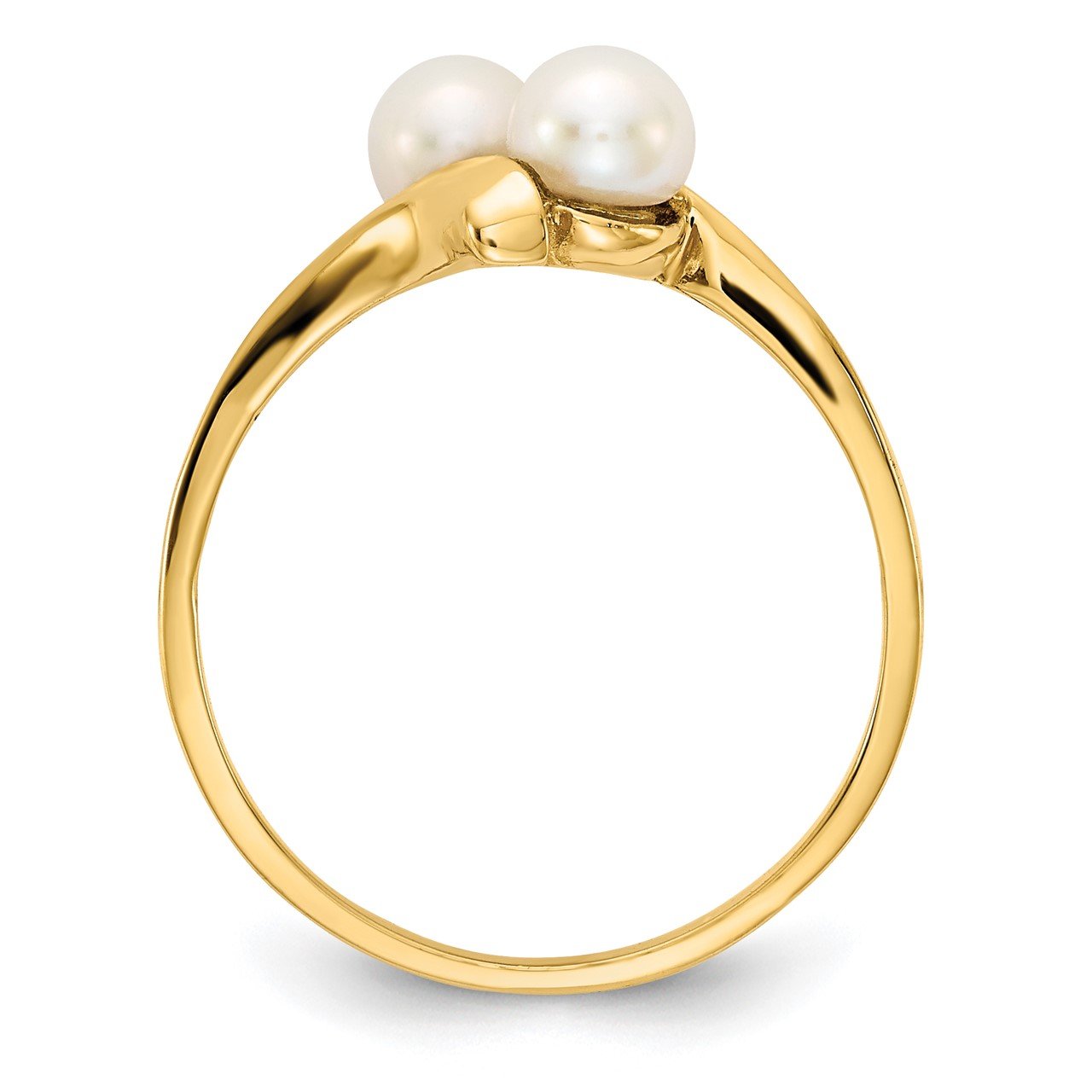 14K 4-5mm White Button Freshwater Cultured 2 Pearl Ring-1