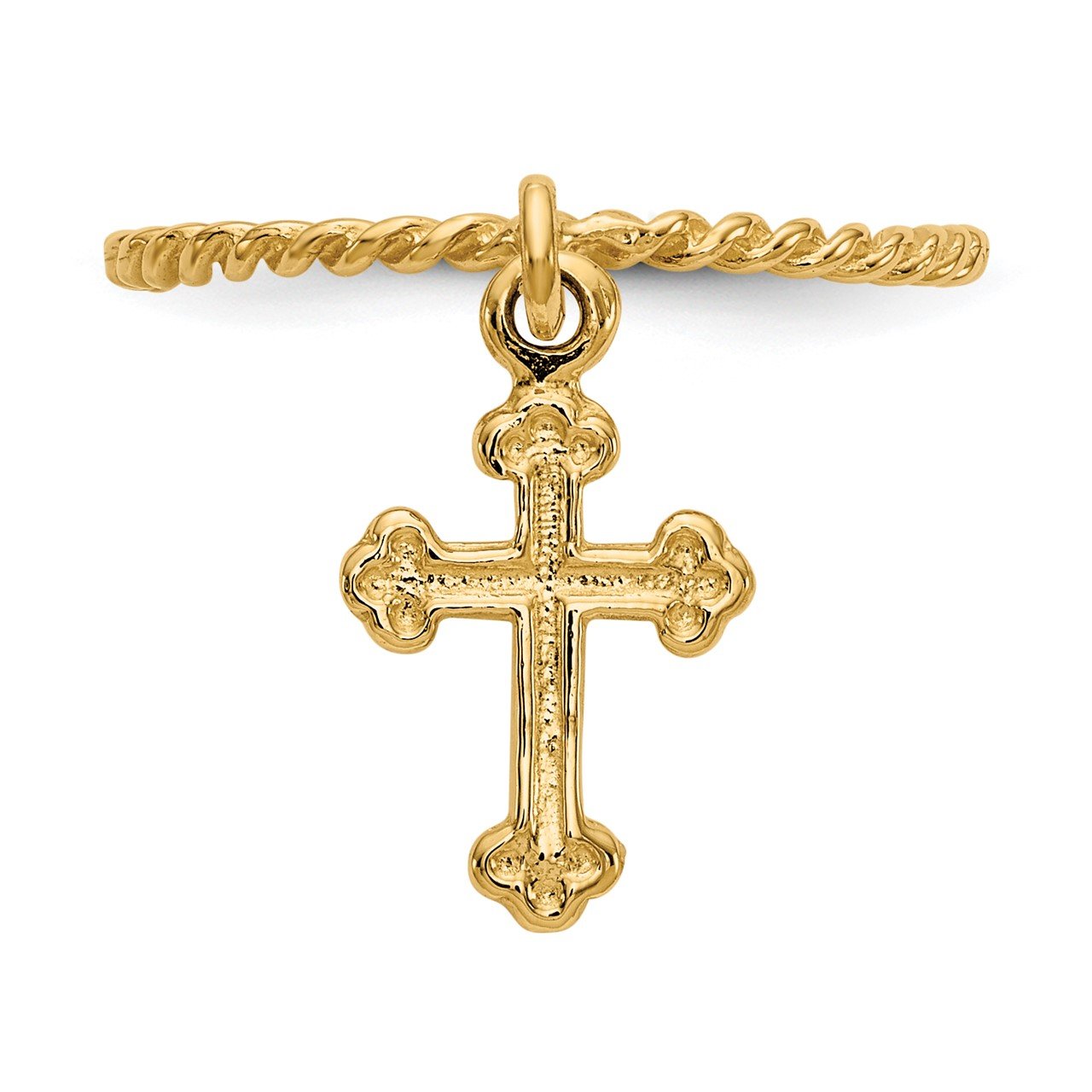 14k Cross Dangle Twisted Band Child's Ring-4