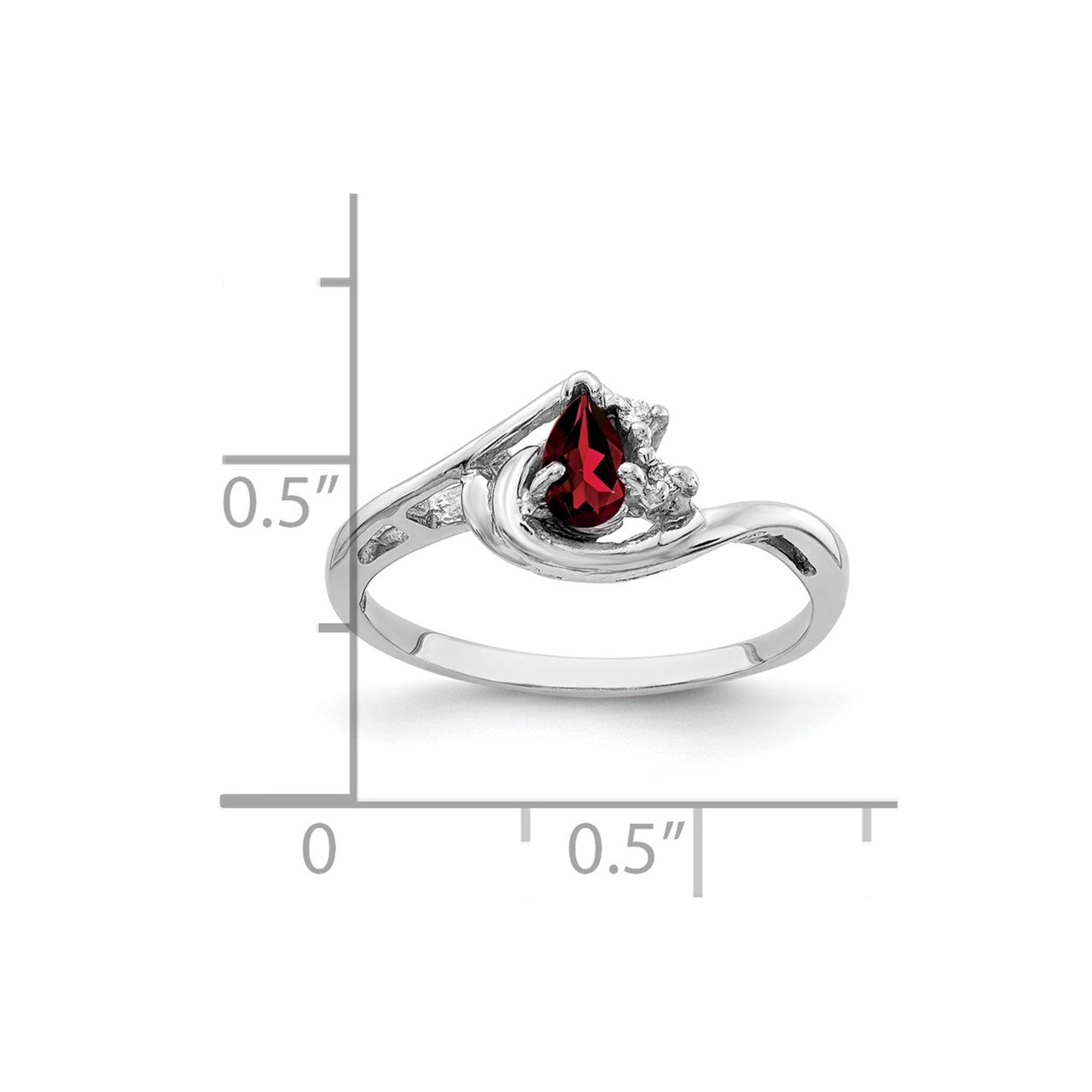 14k White Gold 5x3mm Pear Garnet AA Diamond ring-1