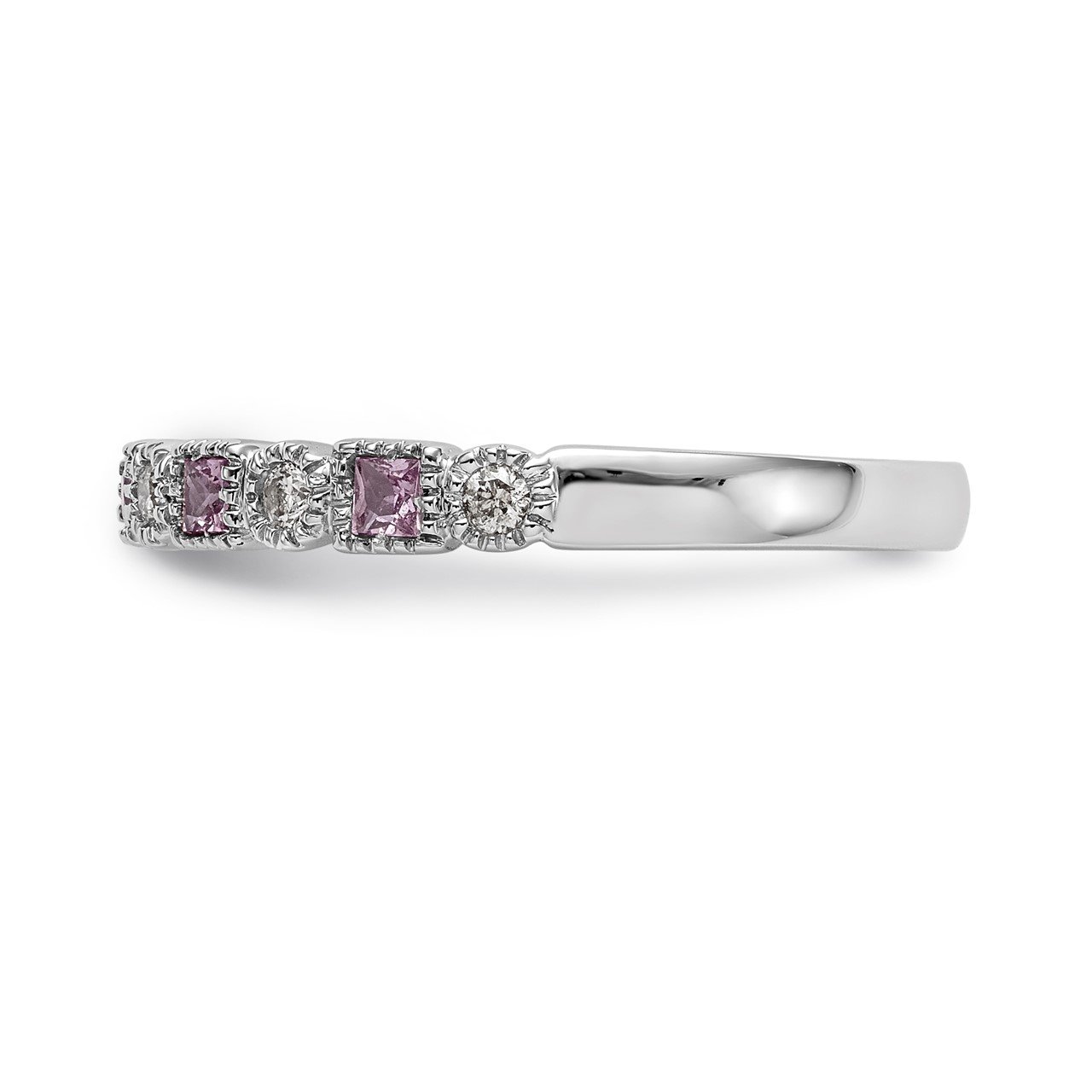 14k White Gold Diamond with Pink Sapphire Band-2