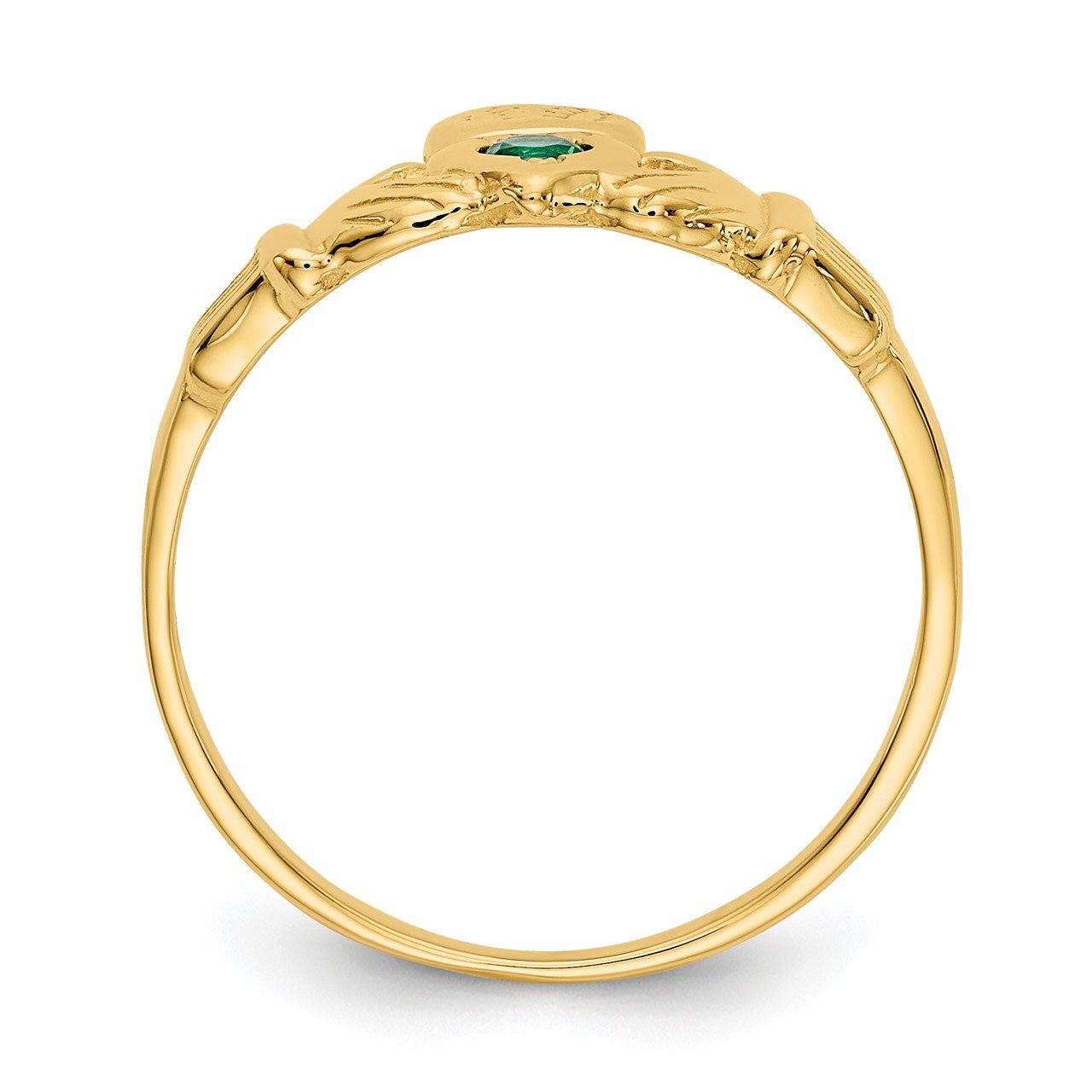 14k Green CZ Claddagh Ring-1