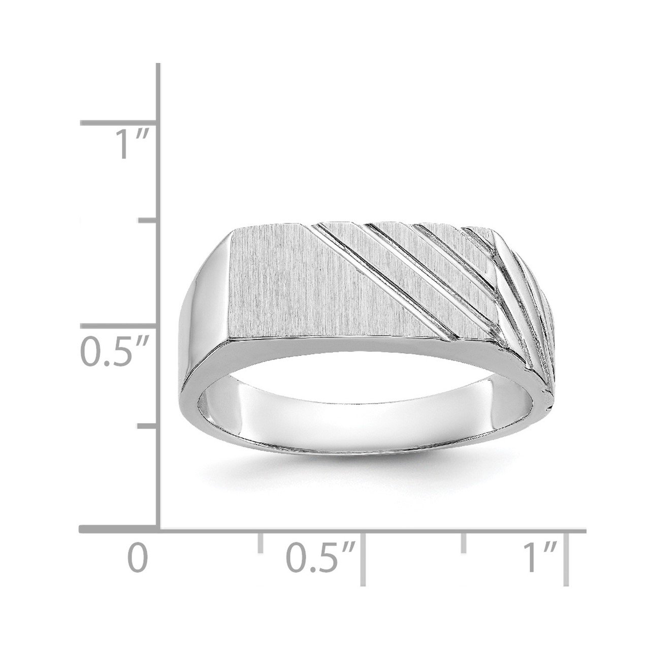 14k White Gold 7.5mm x 16.3mm Open Back Men's Signet Ring-4