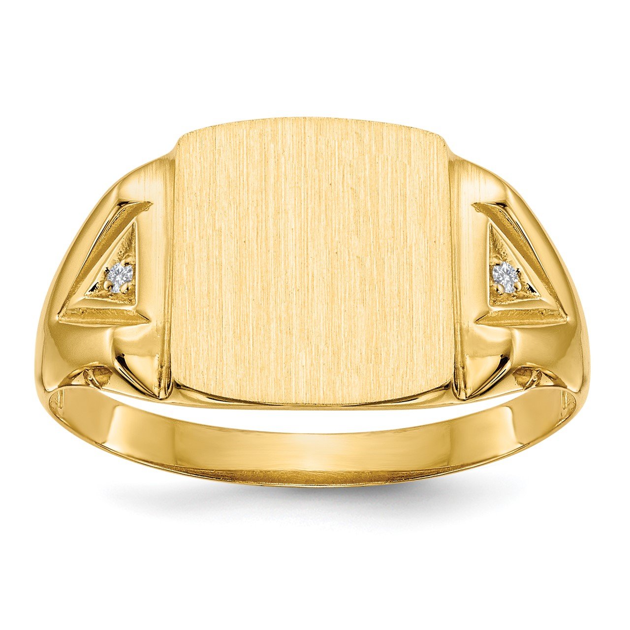 14k 12.0x11.0mm Open Back A Diamond Men's Signet Ring
