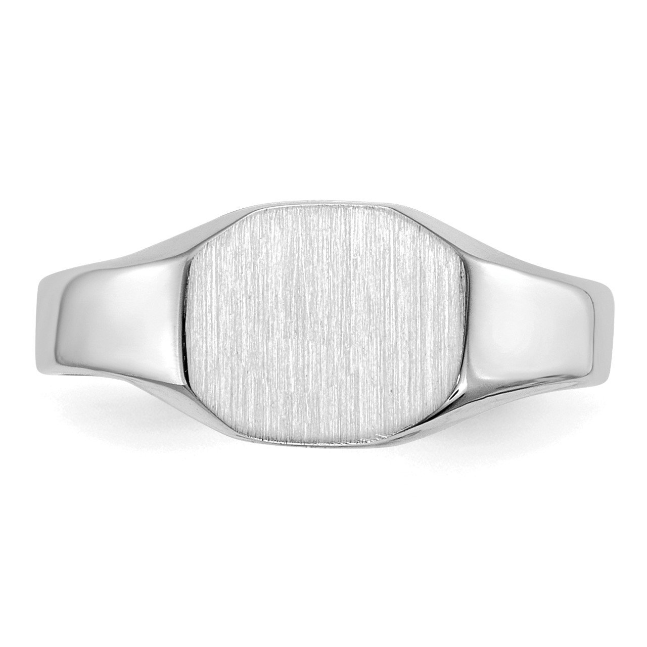 14k White Gold 8.0x6.5mm Closed Back Signet Ring-3