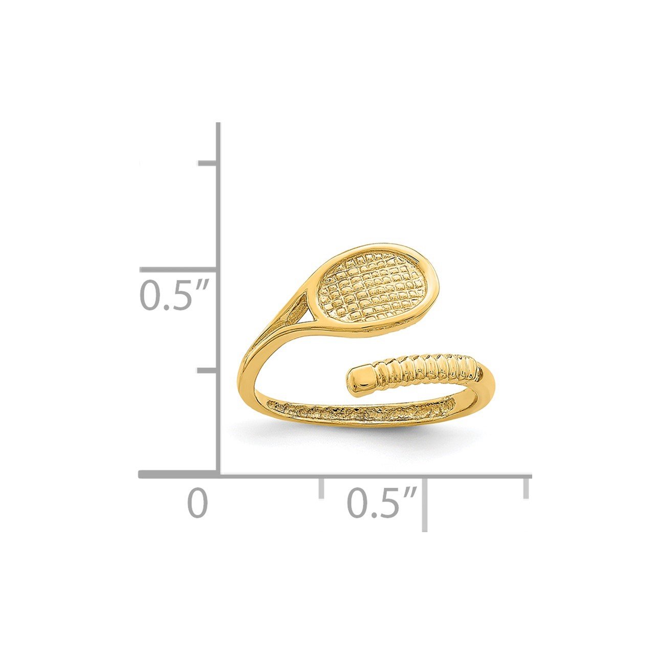 14K Polished Tennis Racket Toe Ring-3
