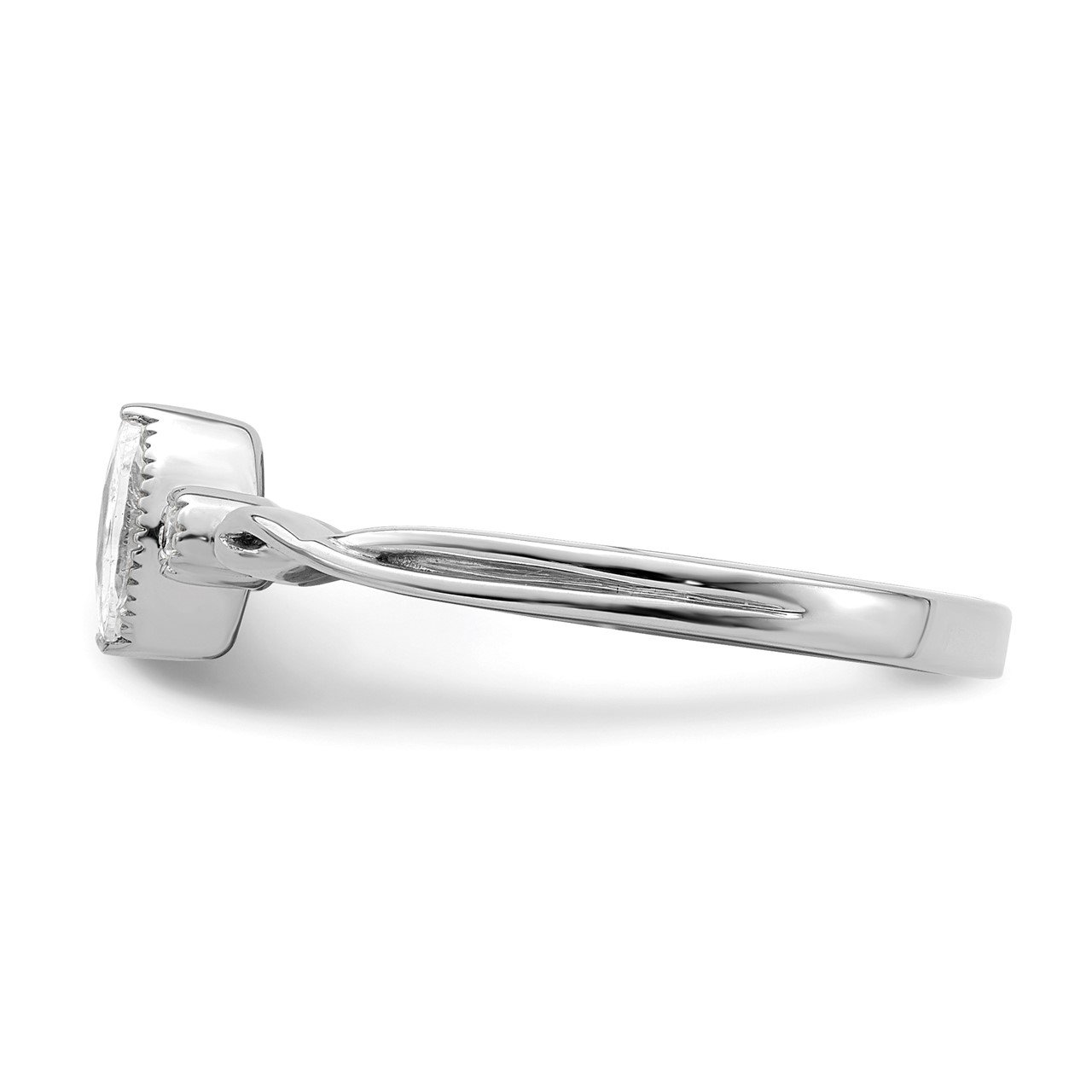 14k White Polish Petite Beaded Edge Marquise Complete Dia Ring-2