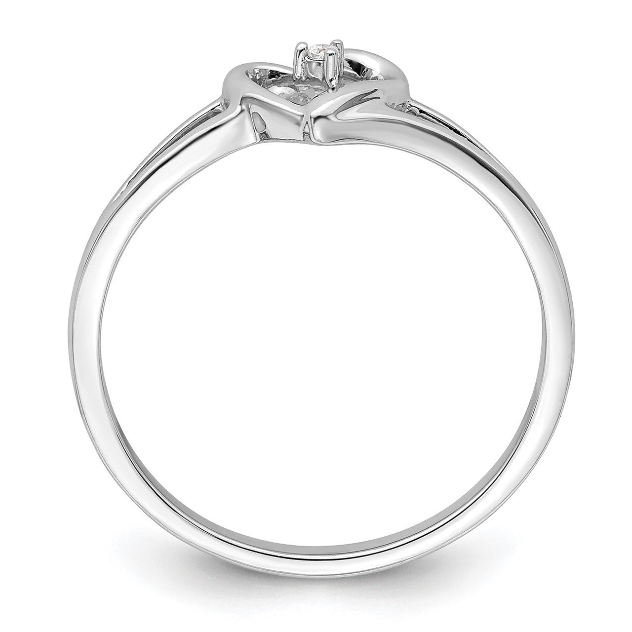 14k White Heart Complete Diamond Promise Ring-1