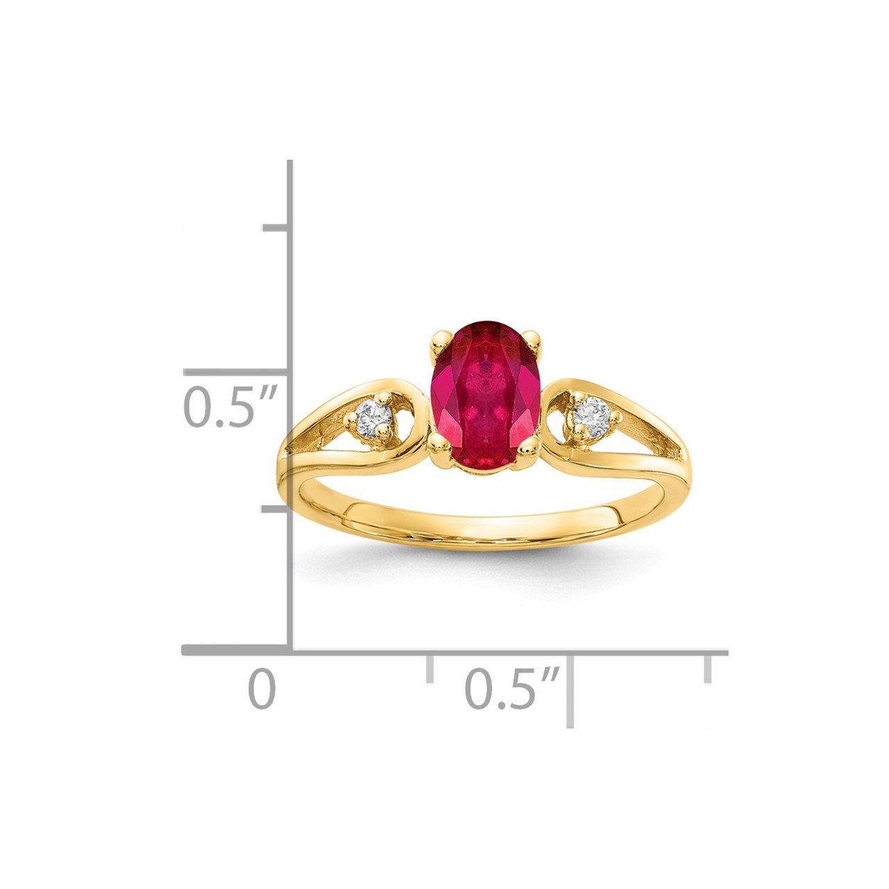 14k 7x5mm Oval Ruby AA Diamond ring-1
