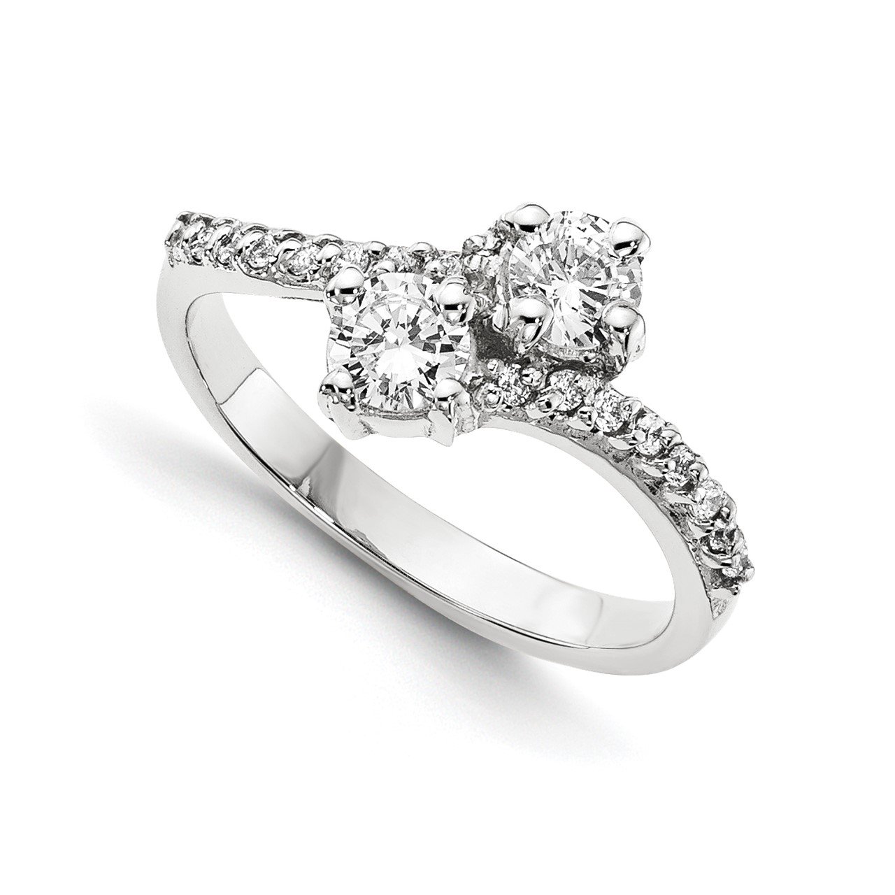 14KW AA Diamond 2-stone Ring Semi-Mount - 2.7 mm center stones-1