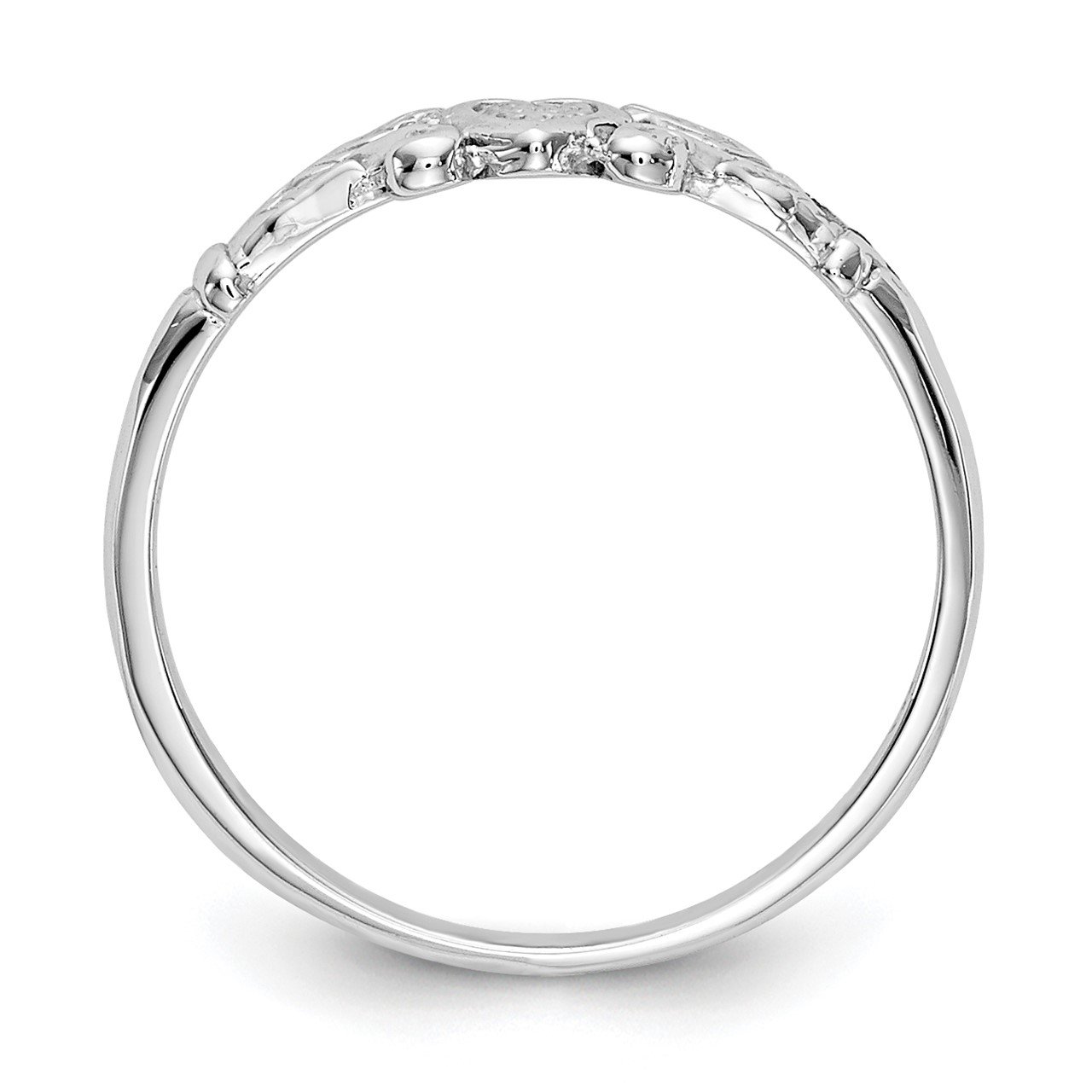 14K White Gold Textured Mini Heart Baby Ring-1