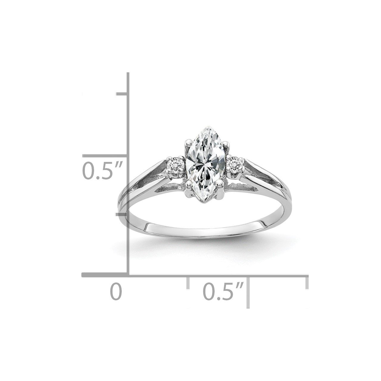 14k White Gold 8x4mm Marquise Cubic Zirconia A Diamond ring-1