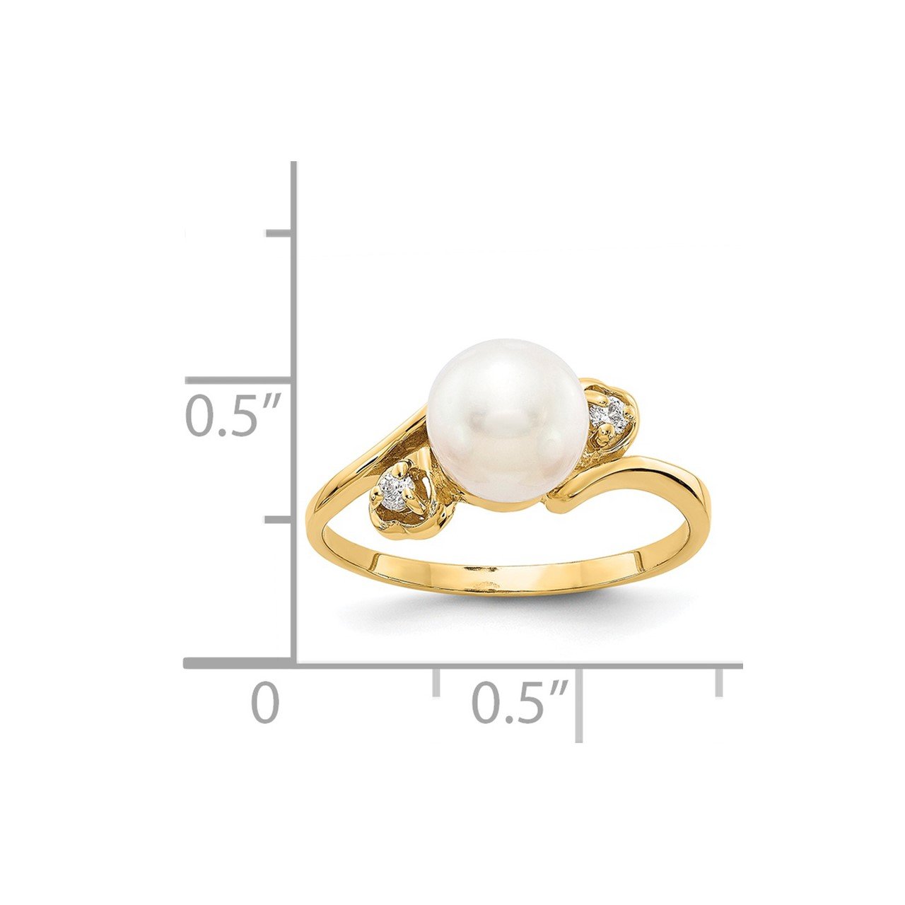 14k Gold 7mm FW Cultured Pearl A Diamond ring-4