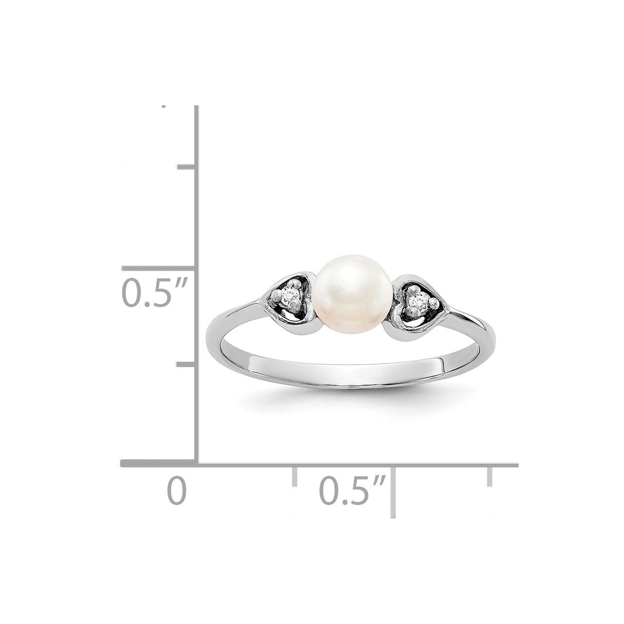 14k White Gold 4.5mm FW Cultured Pearl VS Diamond ring-4