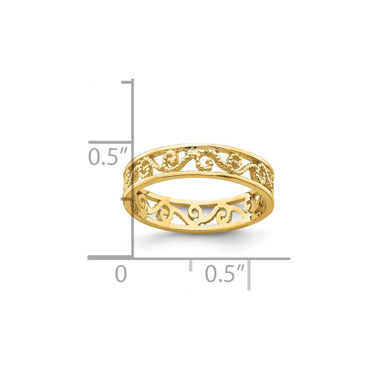 14k Beaded Scroll Cut-Out Band Toe Ring-2