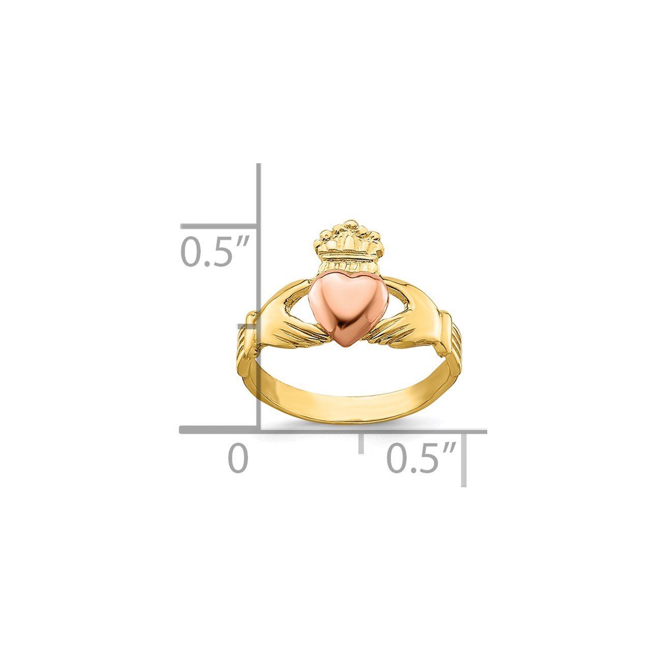 14k Two-tone Baby Claddagh Ring-3