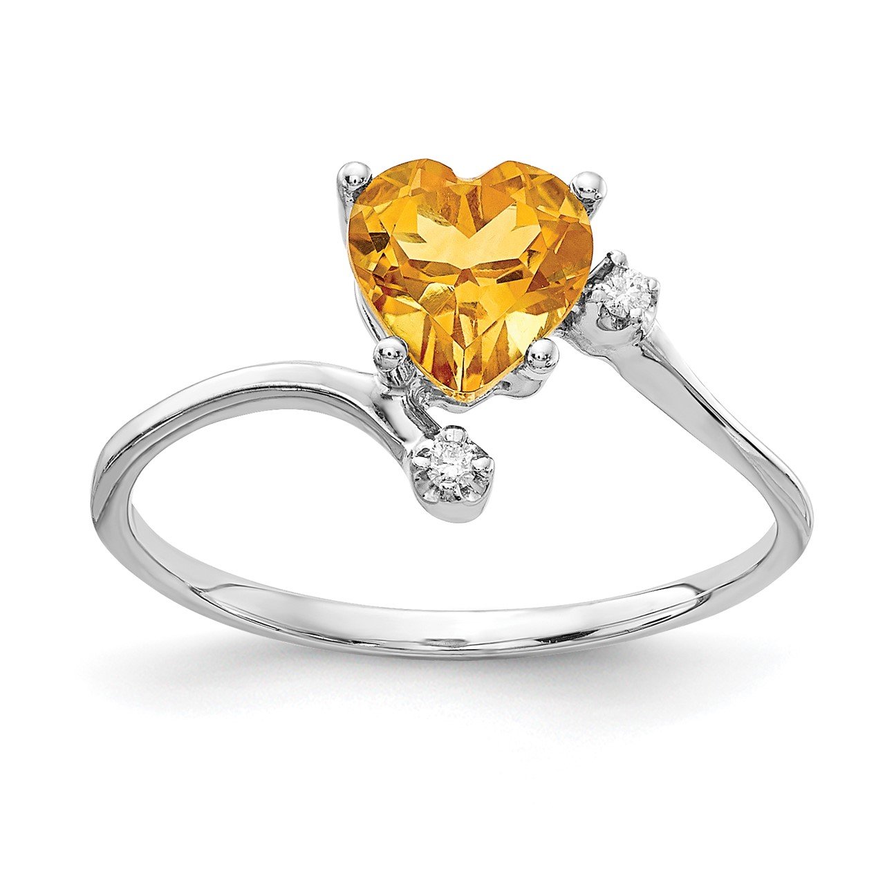 14k White Gold Citrine Diamond ring