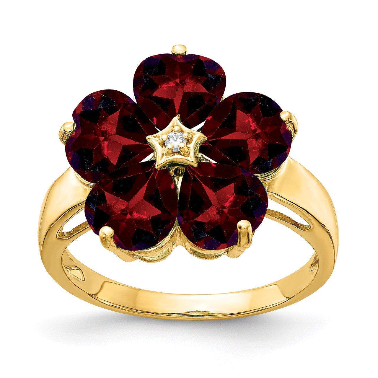 14k 6mm Heart Garnet AA Diamond ring