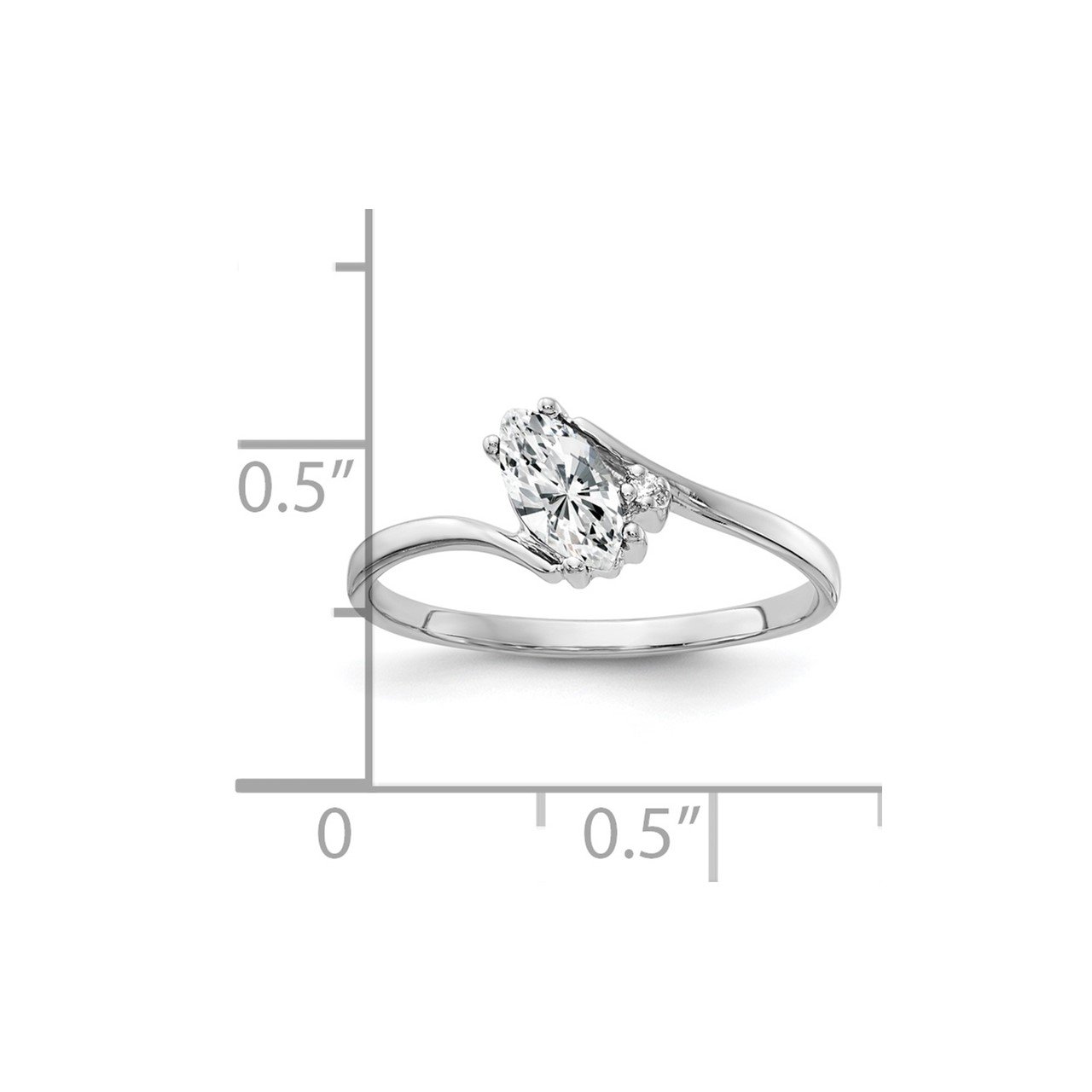 14k White Gold 7x3.5mm Marquise Cubic Zirconia VS Diamond ring-1