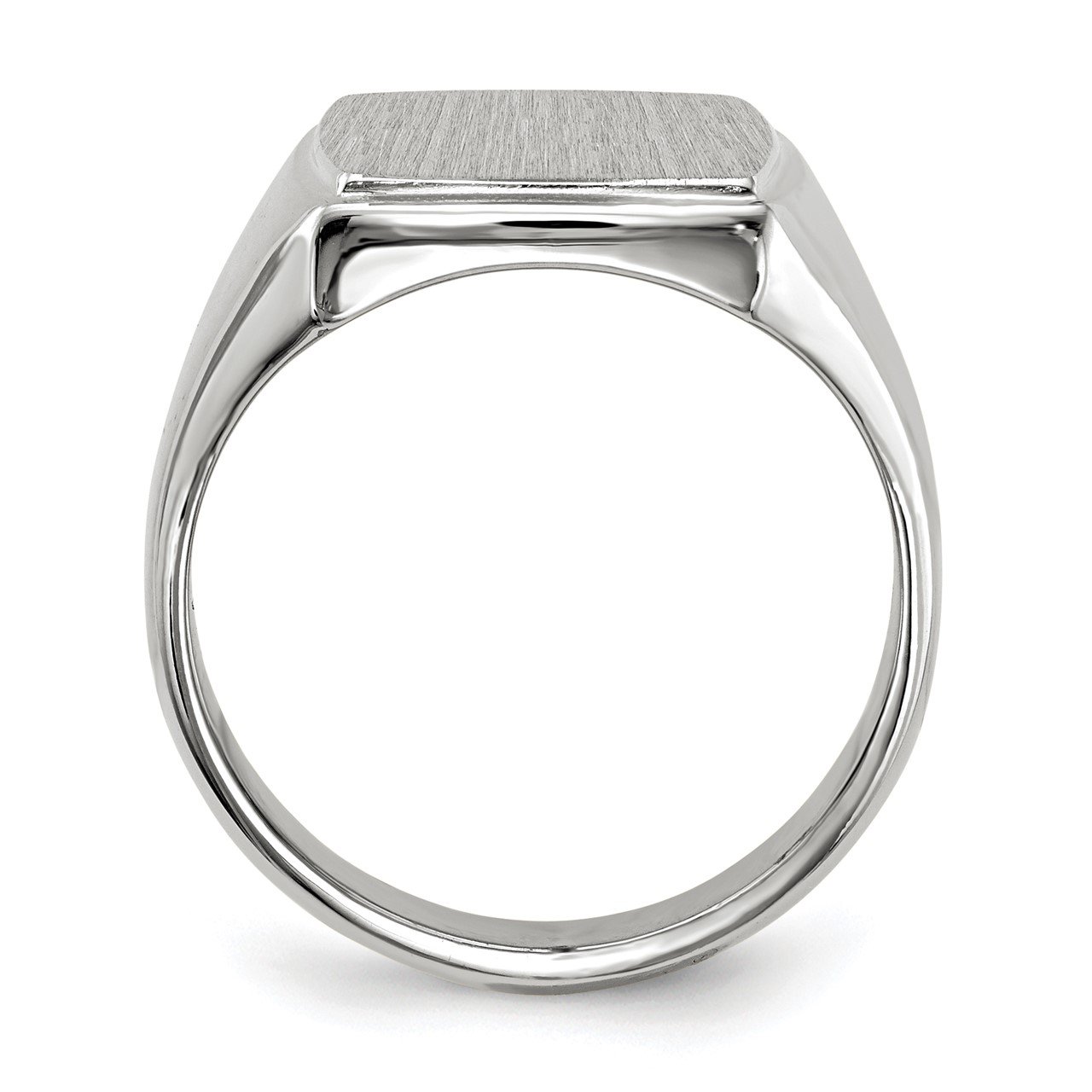 14k White Gold 15.0x13.0mm Closed Back Men's Signet Ring-1