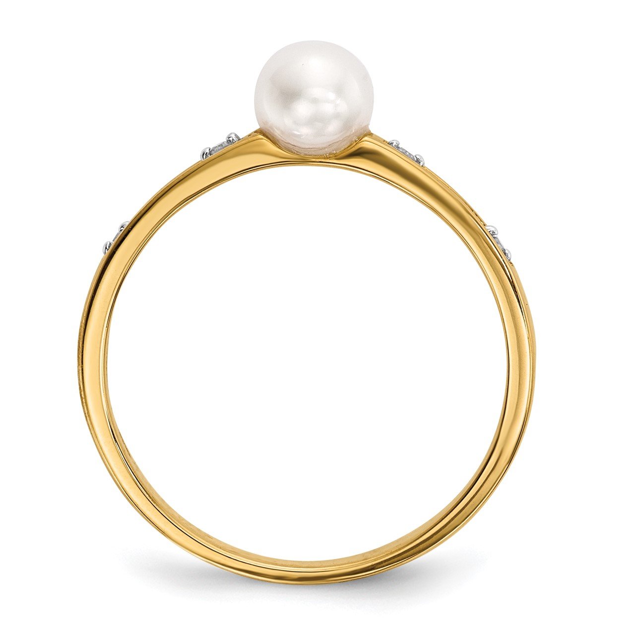 14k Freshwater Cultured Pearl and Diamond Ring-1