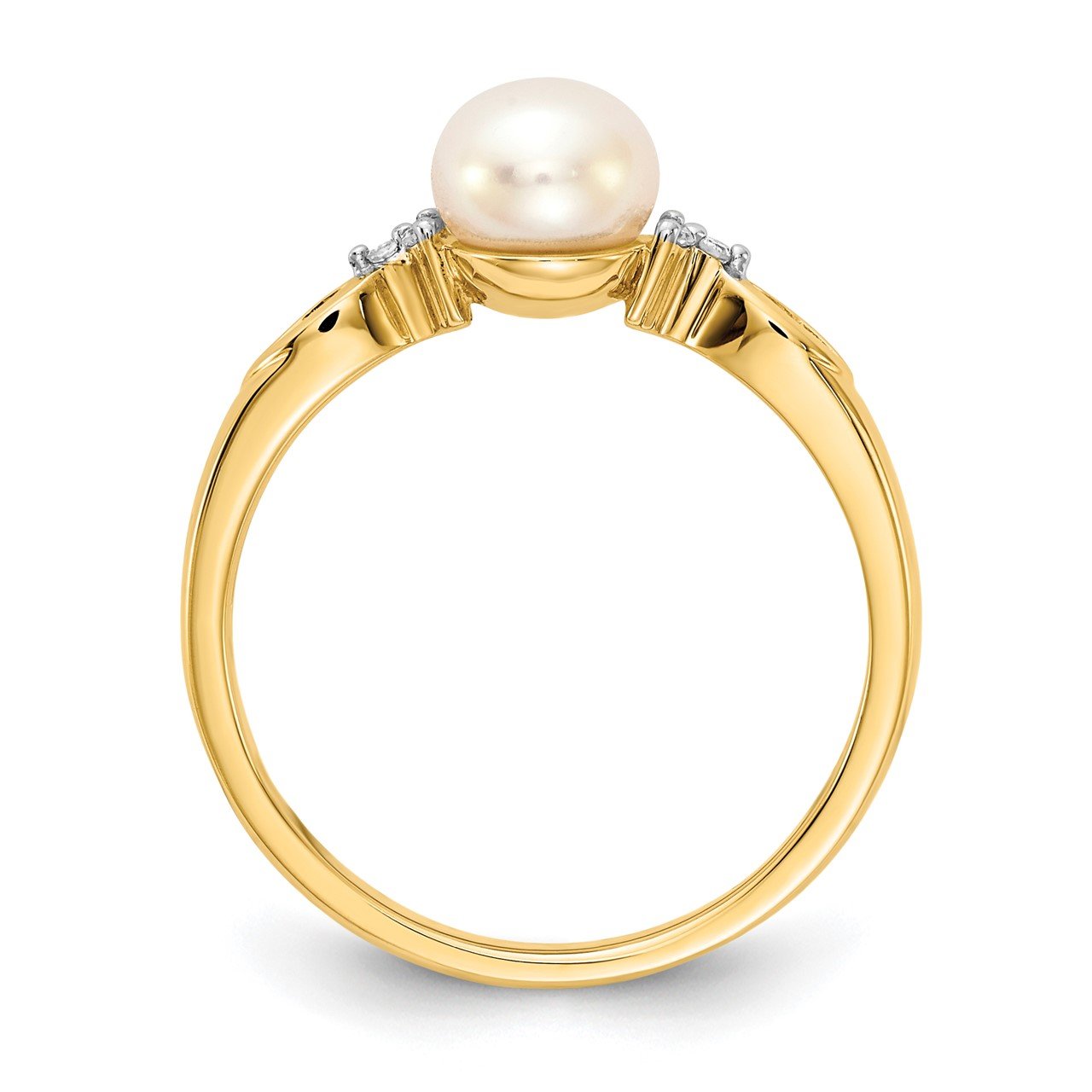 14k FW Cultured Pearl and Diamond Ring-1