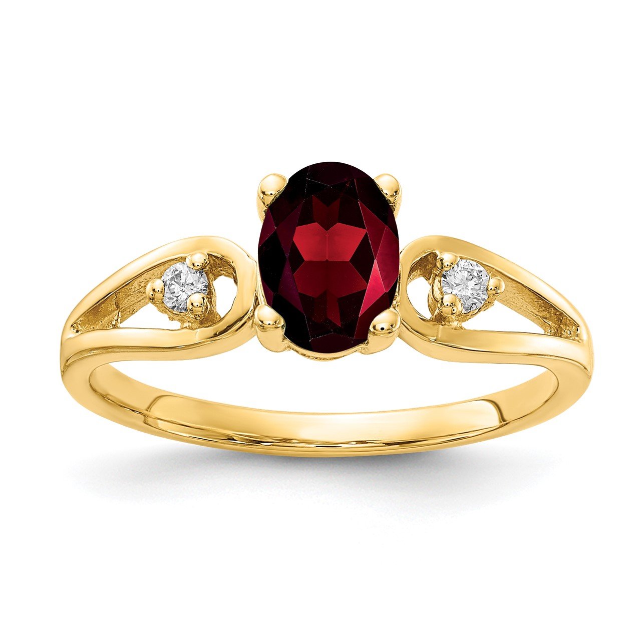 14k 7x5mm Oval Garnet Checker A Diamond ring