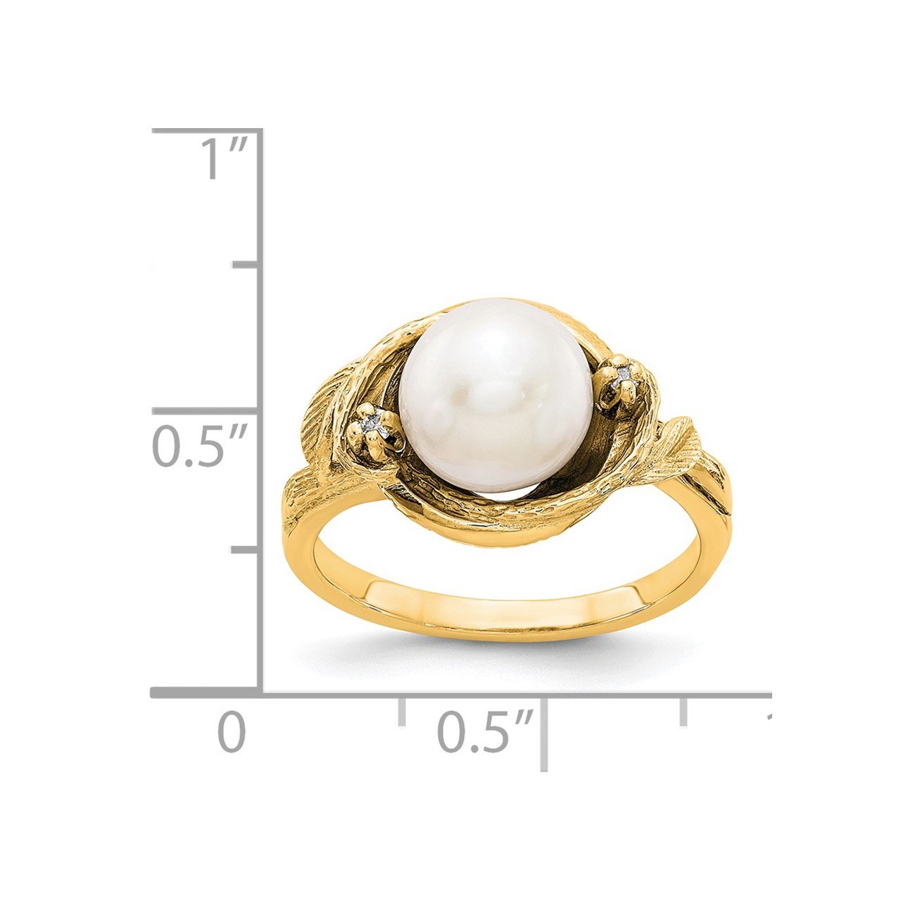 14k 7.5mm FW Cultured Pearl VS Diamond ring-1