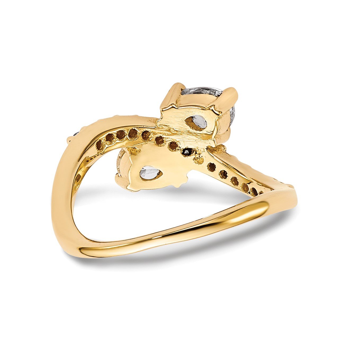 14KY AA Diamond 2-stone Ring Semi-Mount - 5x3 mm center stones-3