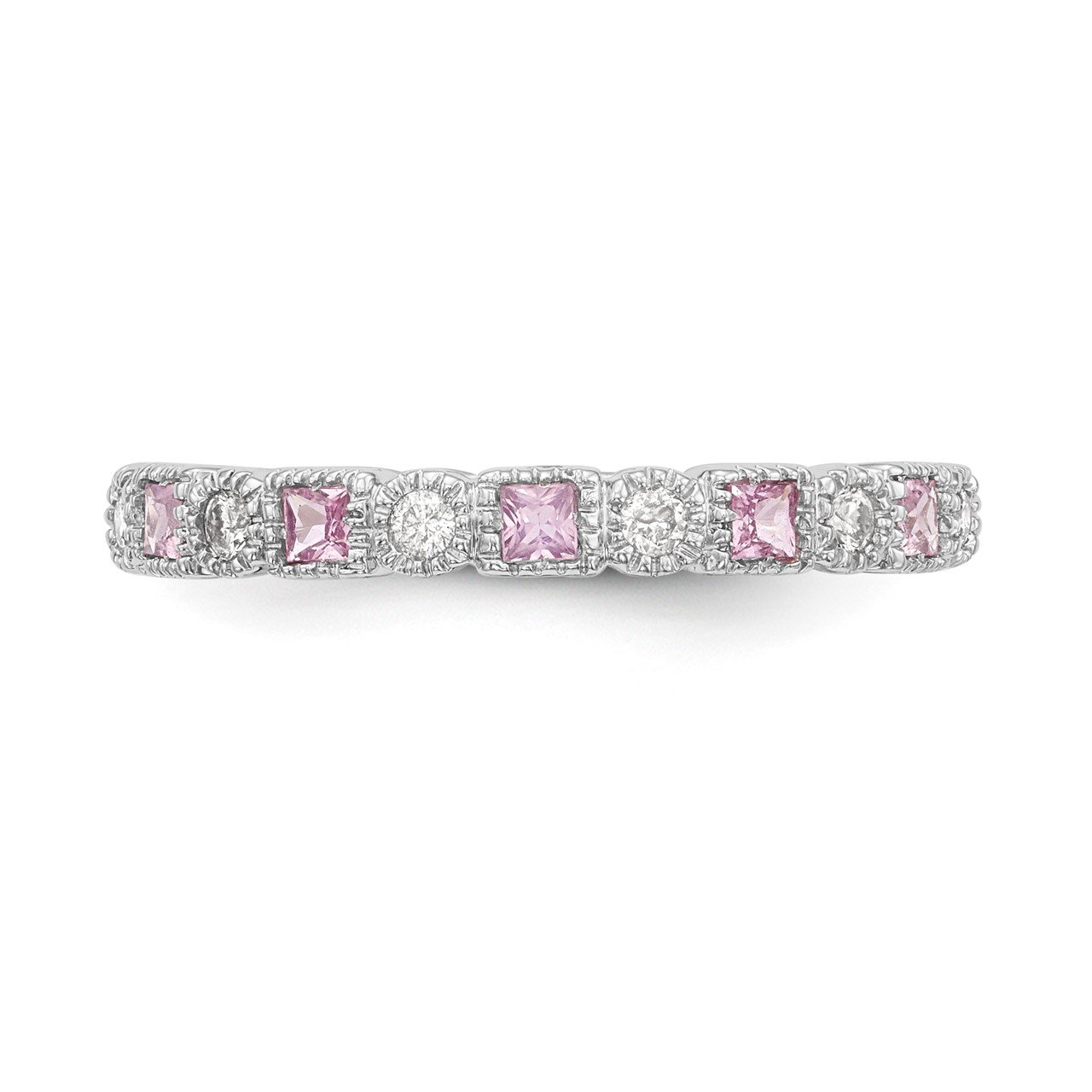 14k White Gold Diamond with Pink Sapphire Band-3