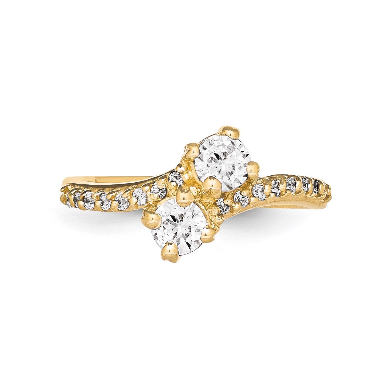 14KY AAA Diamond 2-stone Ring Semi-Mount - 3.1 mm center stones-5