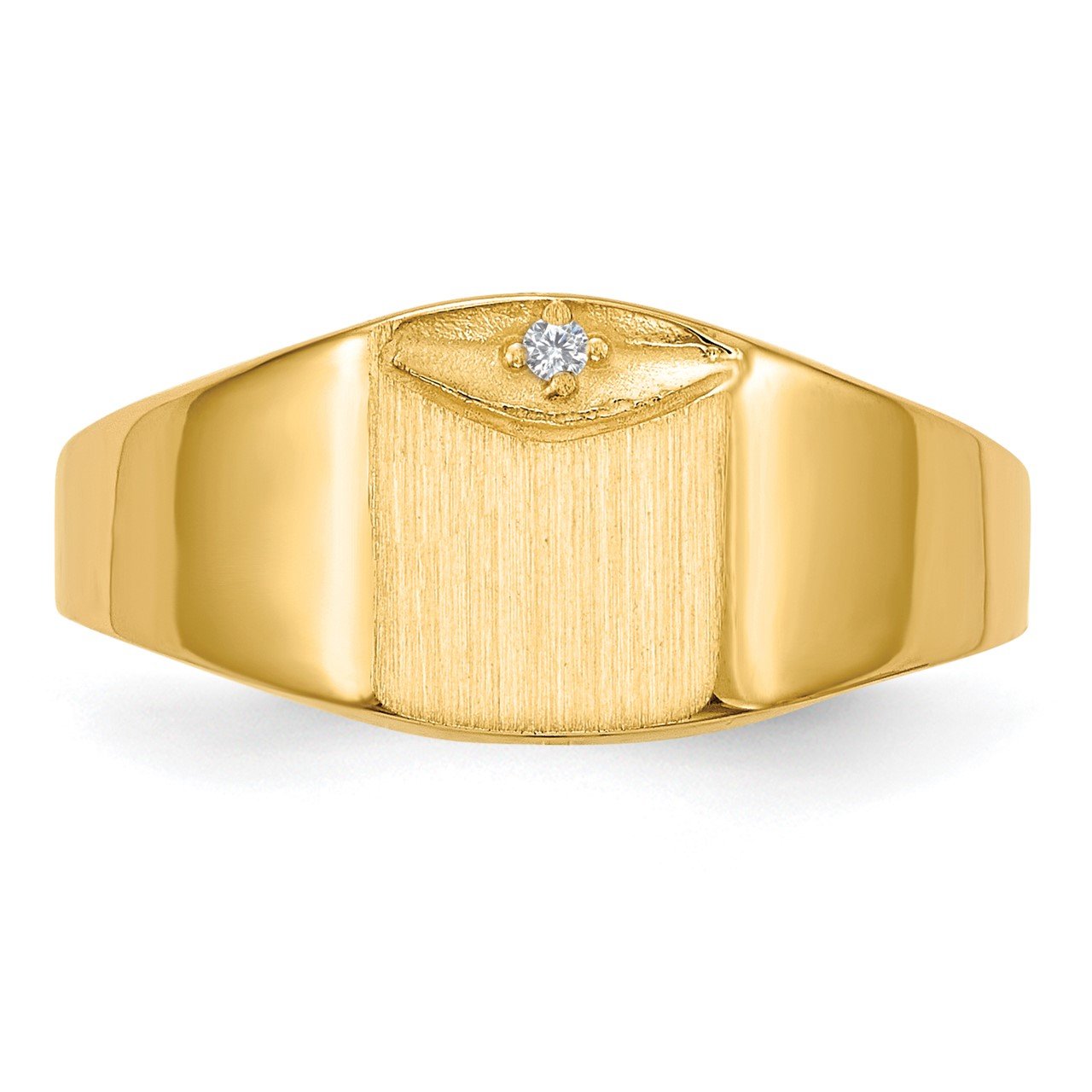 14k 8.0x7.0mm Closed Back AA Diamond Signet Ring-3