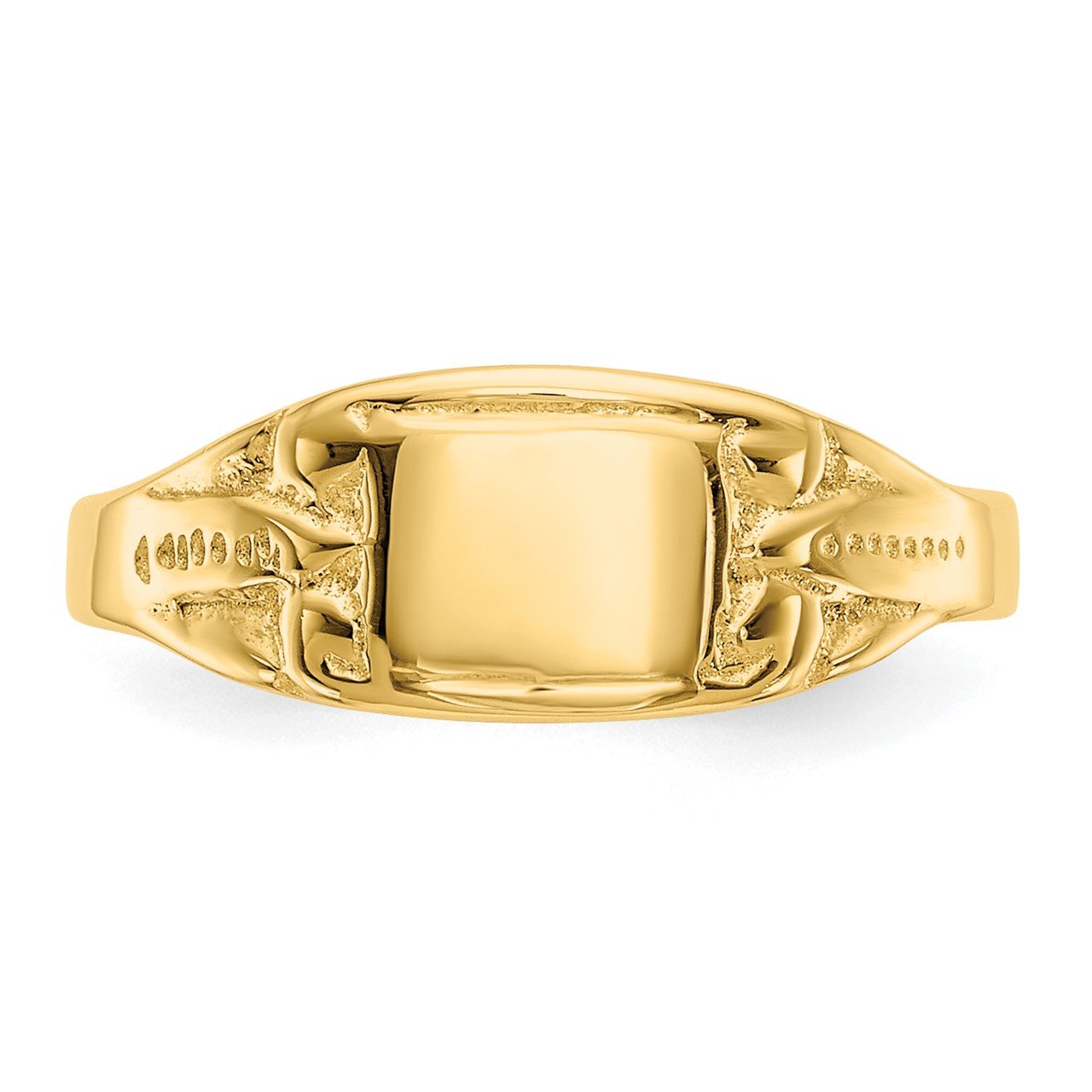 14K Polished Rectangular Baby Signet Ring-4
