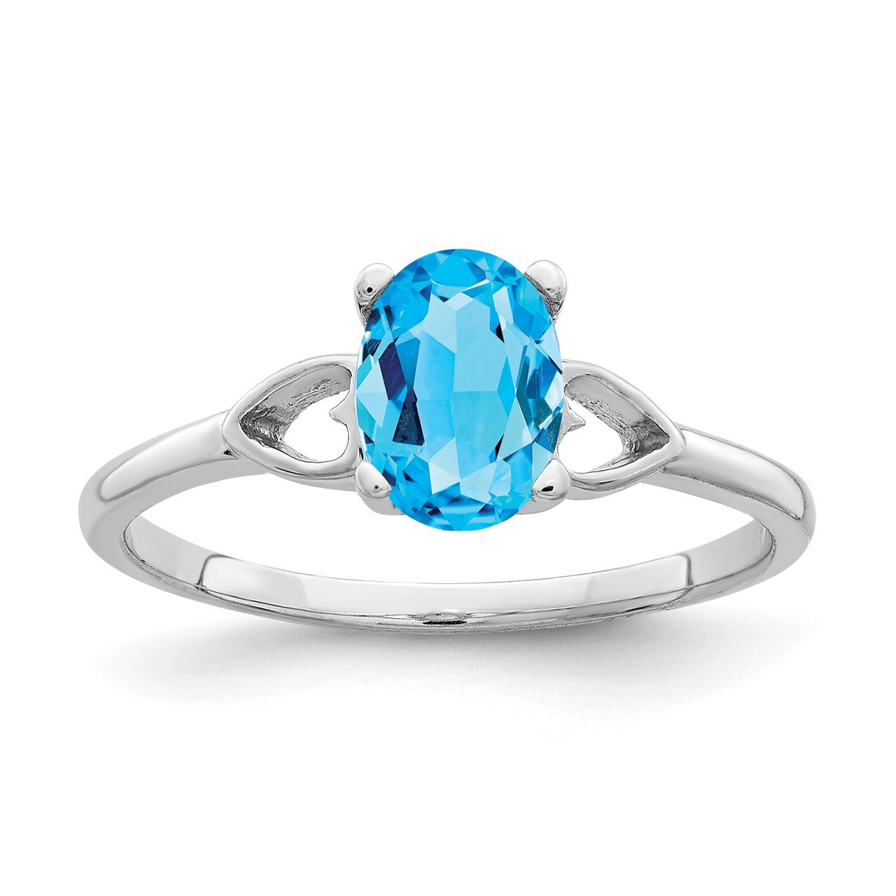 14k White Gold 7x5mm Oval Blue Topaz ring