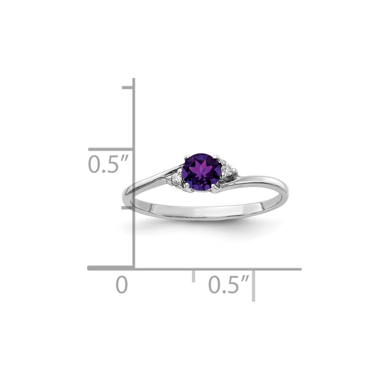 14k White Gold 4mm Amethyst and AA Diamond Ring-1