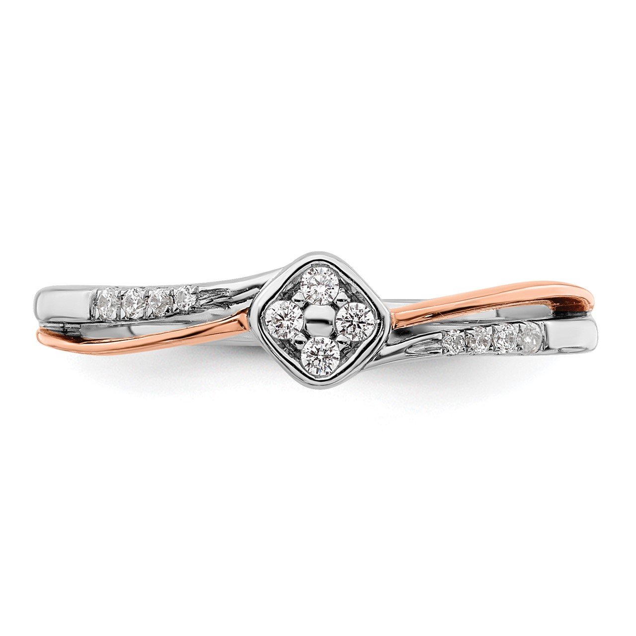 14k White and Rose Gold Complete Square Cluster Dia. Promise Ring-4
