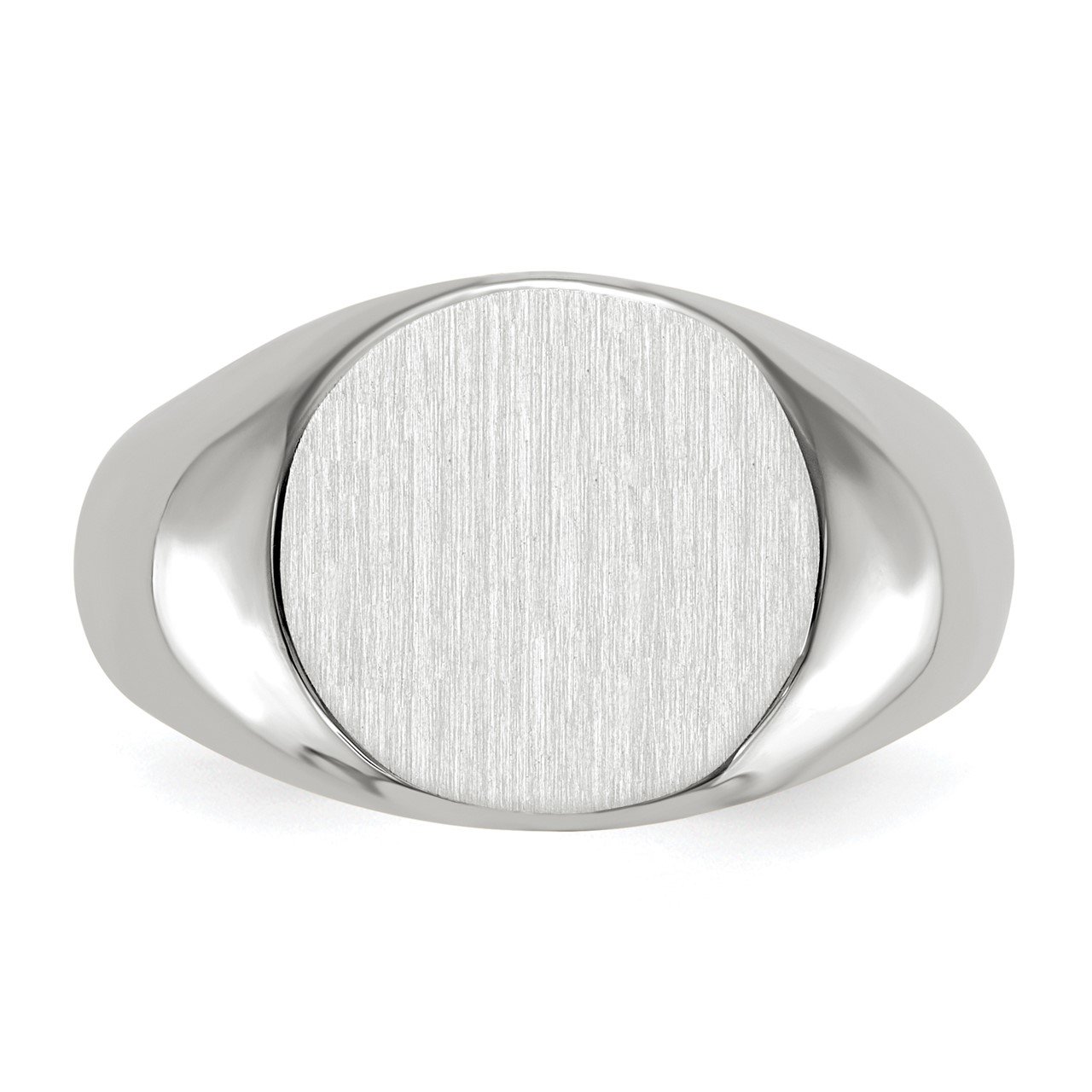 14k White Gold 12.5x13.5mm Closed Back Men's Signet Ring-3