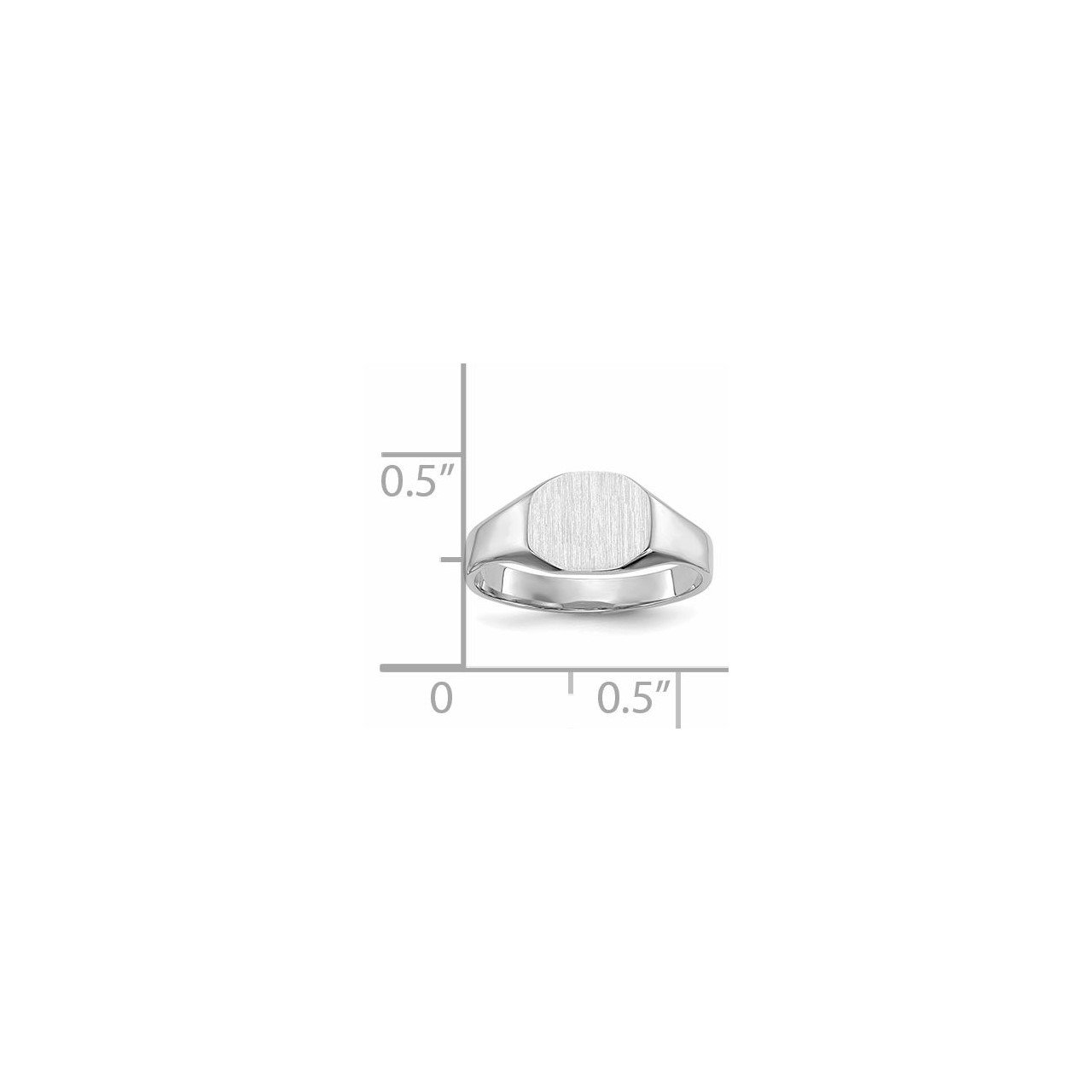 14k White Gold 8.0x6.5mm Closed Back Signet Ring-4