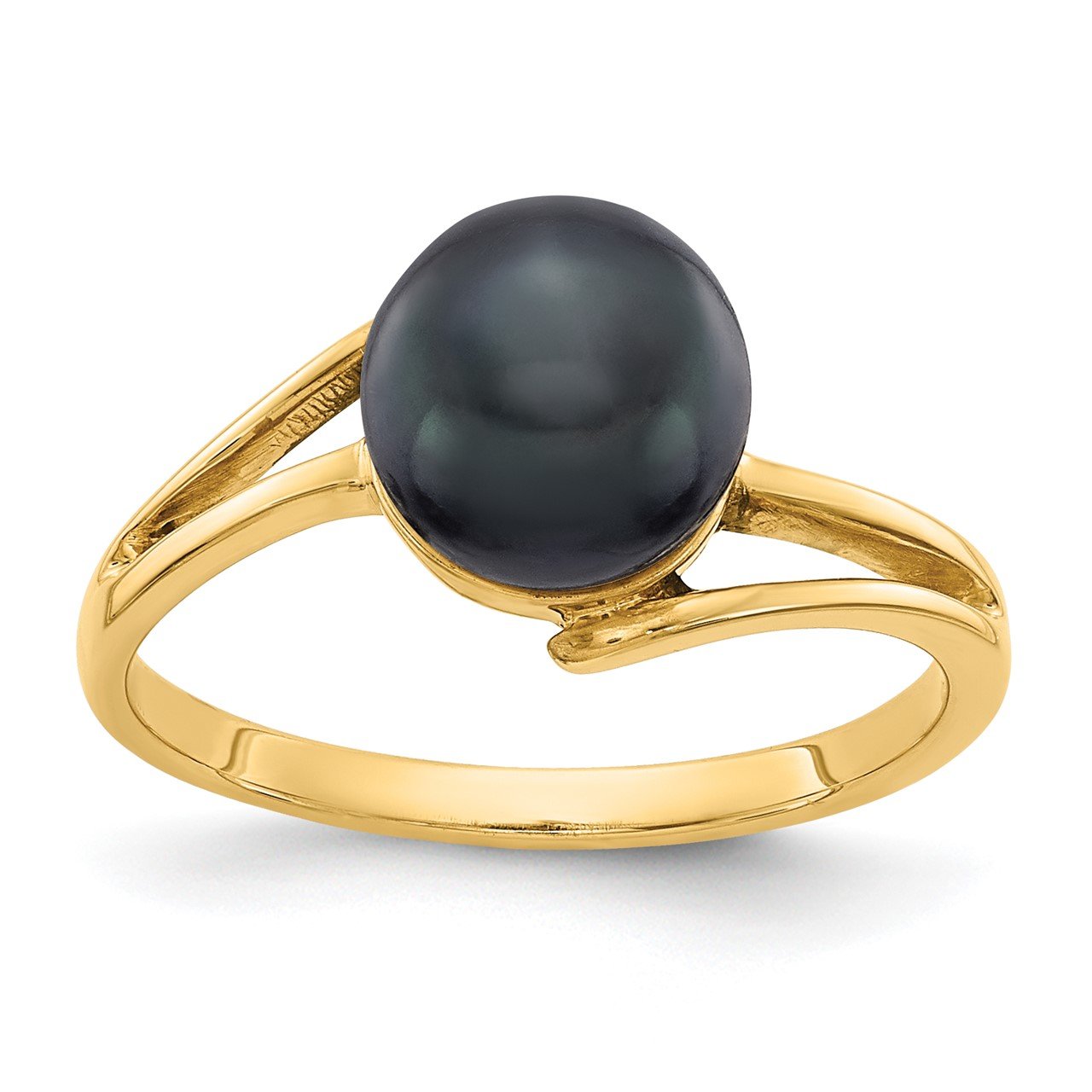 14k 7.5mm Black FW Cultured Pearl ring