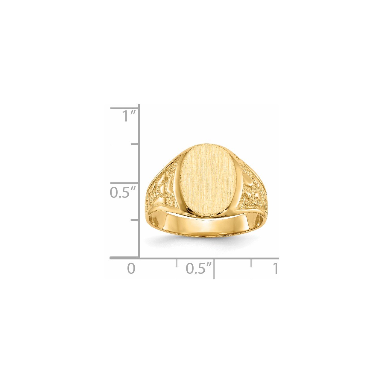 14k 14.5x11.0mm Closed Back Men's Signet Ring-4