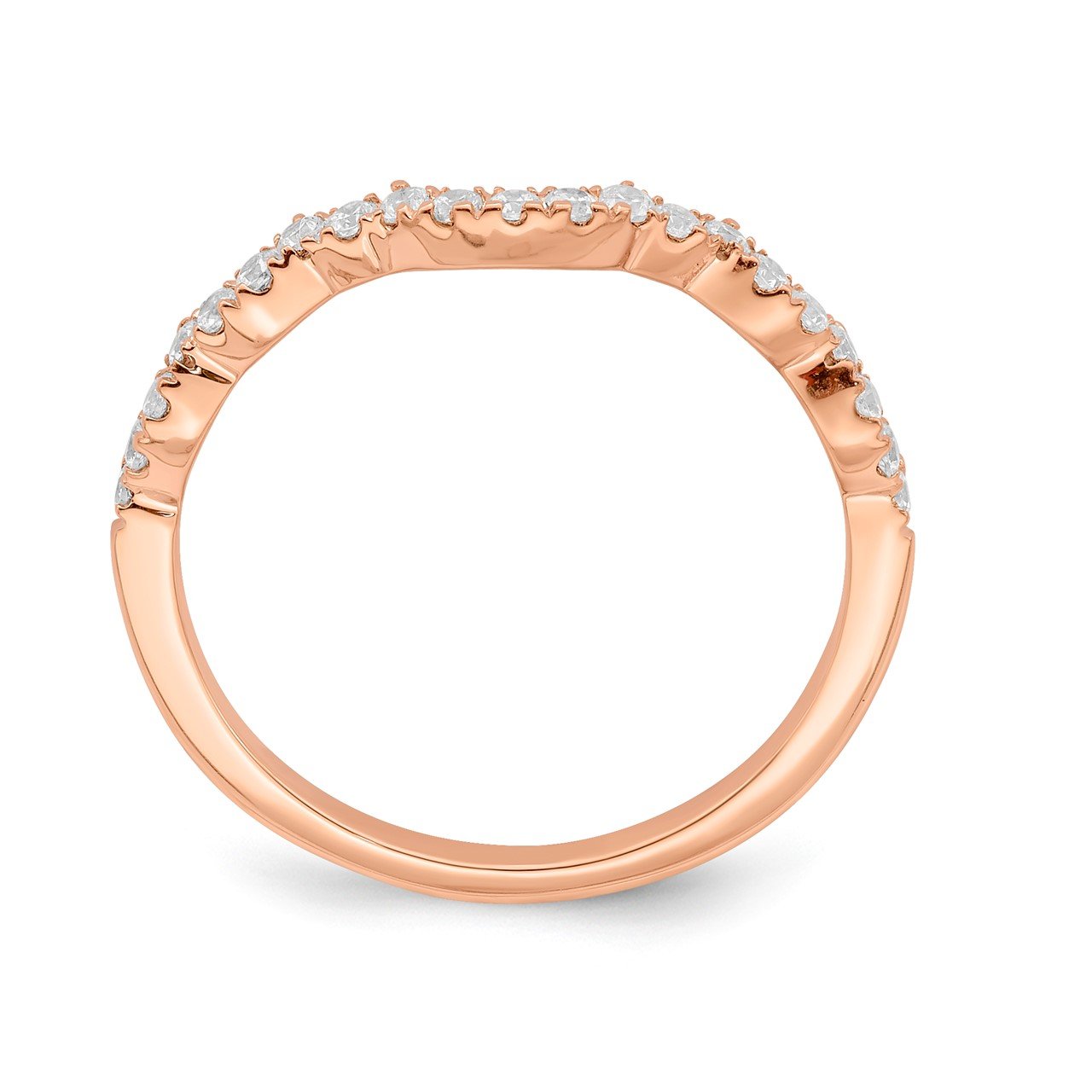 14k Rose Polish Diamond Matching Wedding band-1