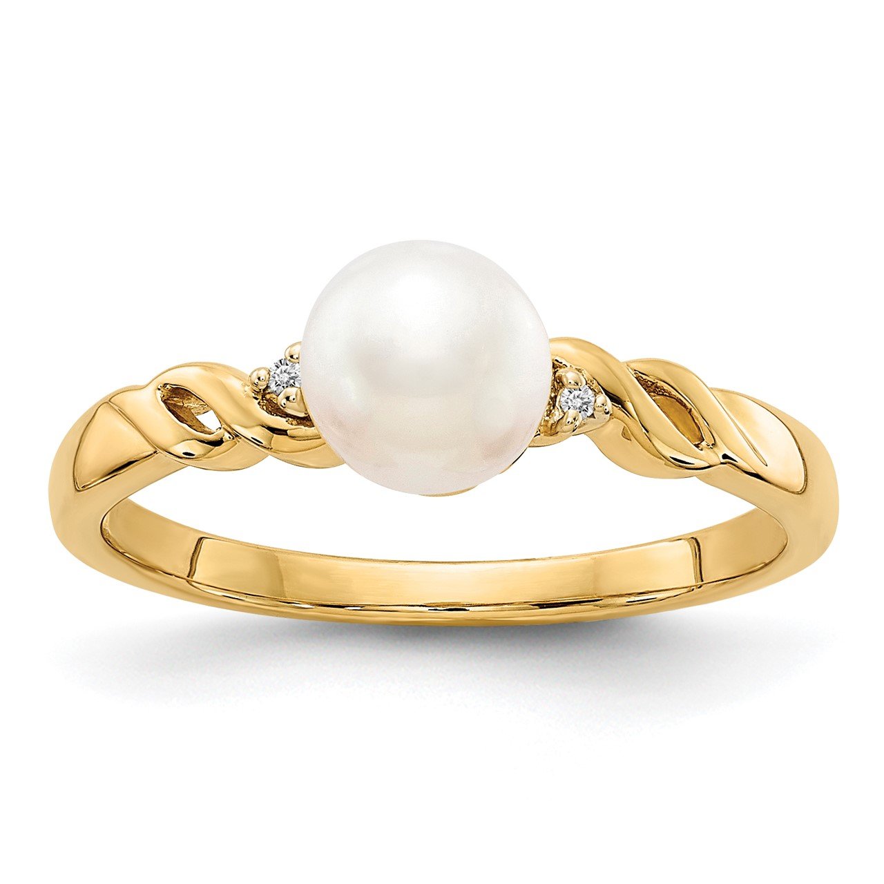 14k FW Cultured Pearl and Diamond Twist Ring-0