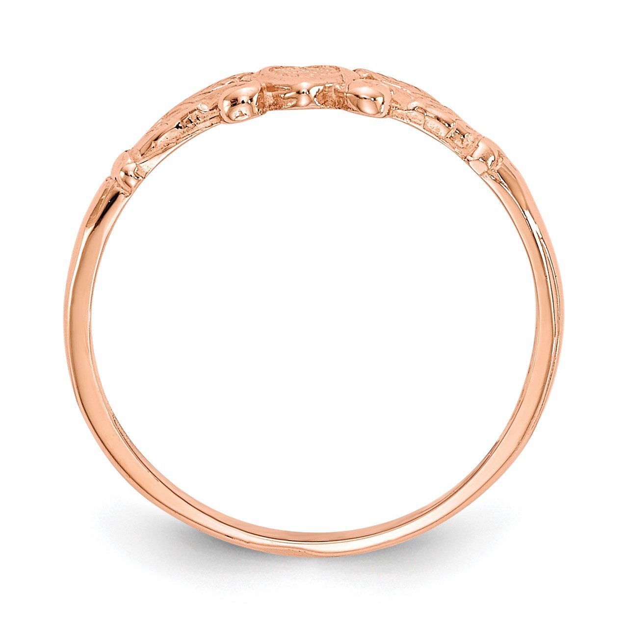 14K Rose Gold Textured Mini Heart Baby Ring-1