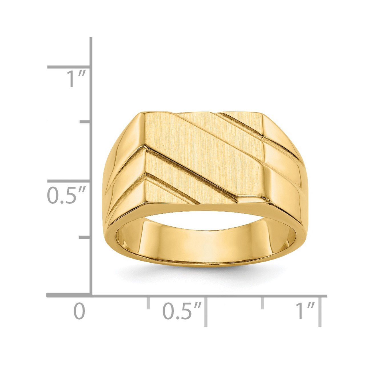 14k 13.0x11.0mm Open Back Diagonal Mens Signet Ring-3