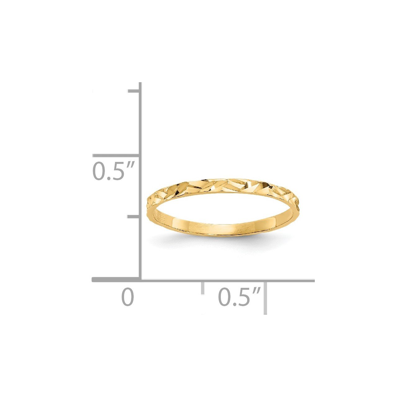 14K Diamond-cut Zig-Zag Design Band Childs Ring-2